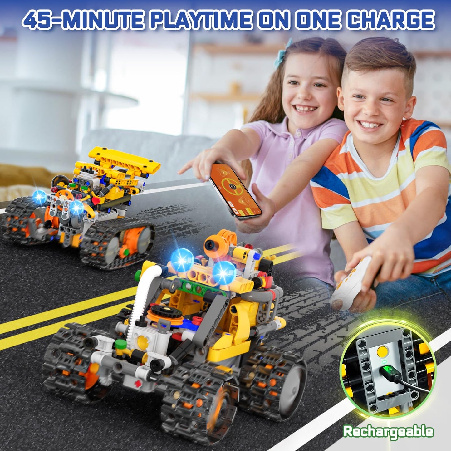 Demkia Robot Building Kit for Kids and Adults, 4-in-1 Rechargeable RC Robotics Kit with Remote & App Control, STEM Coding Toys & Science Projects, Birthday Gifts for Boys Ages 8-12+ (588 Pcs)
