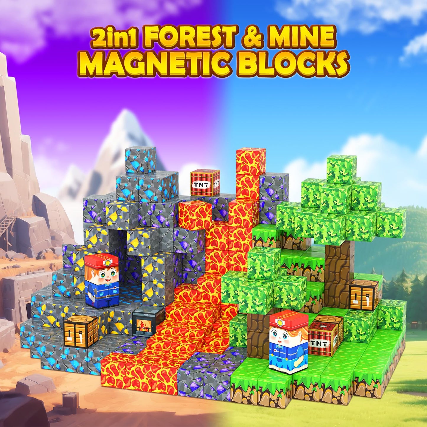Toyvimo Magnetic Blocks 100PCS Kids Toys Magnetic Building Blocks Build Mine Magnet World Craft Cubes Boys Toys Ages 3-5 4-6 5-7 6-8, 3-12 Year Old Boy Birthday Gifts