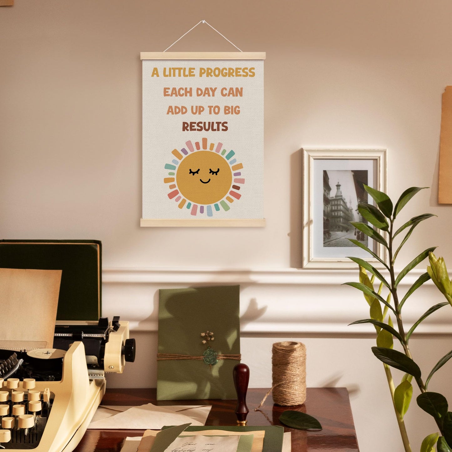 MOTERMATE Boho Sunshine Mental Health Poster Hanger Frame, Motivational Wall Hanging Decor Art Framed for Therapy Office Nursery Room Bedroom, Inspirational Wall Poster Prints, 12x16 Inch