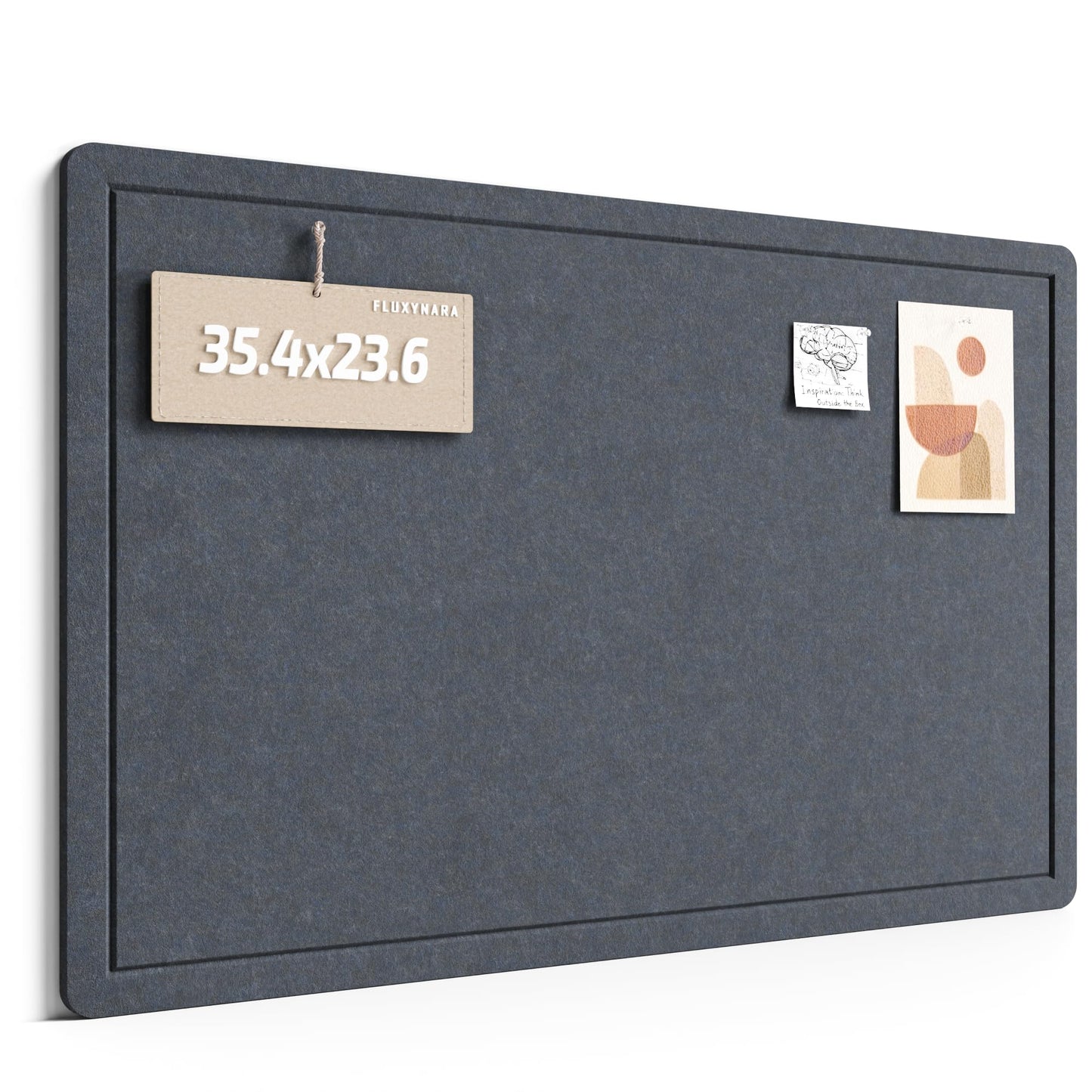 Fluxynara Bulletin Board,35.4" x 23.6" Cork Board Alternative with 12 Safe Removable Adhesive Tabs, Foldable Felt Pin Board for Home Office, Classroom, Bedroom,Entryway for Walls—Navy Blue