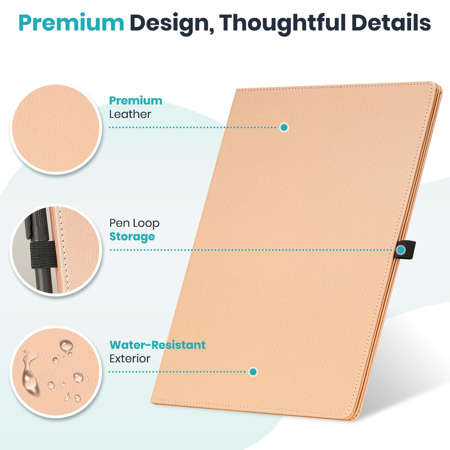 WALGLASS Double-Sided Small White Board Dry Erase, 12'' x 9'' Portable Reusable Whiteboard Notebook, Foldable Mini Handheld Board for Students Practice, Home, School, Office, Travel - Pink PU Leather