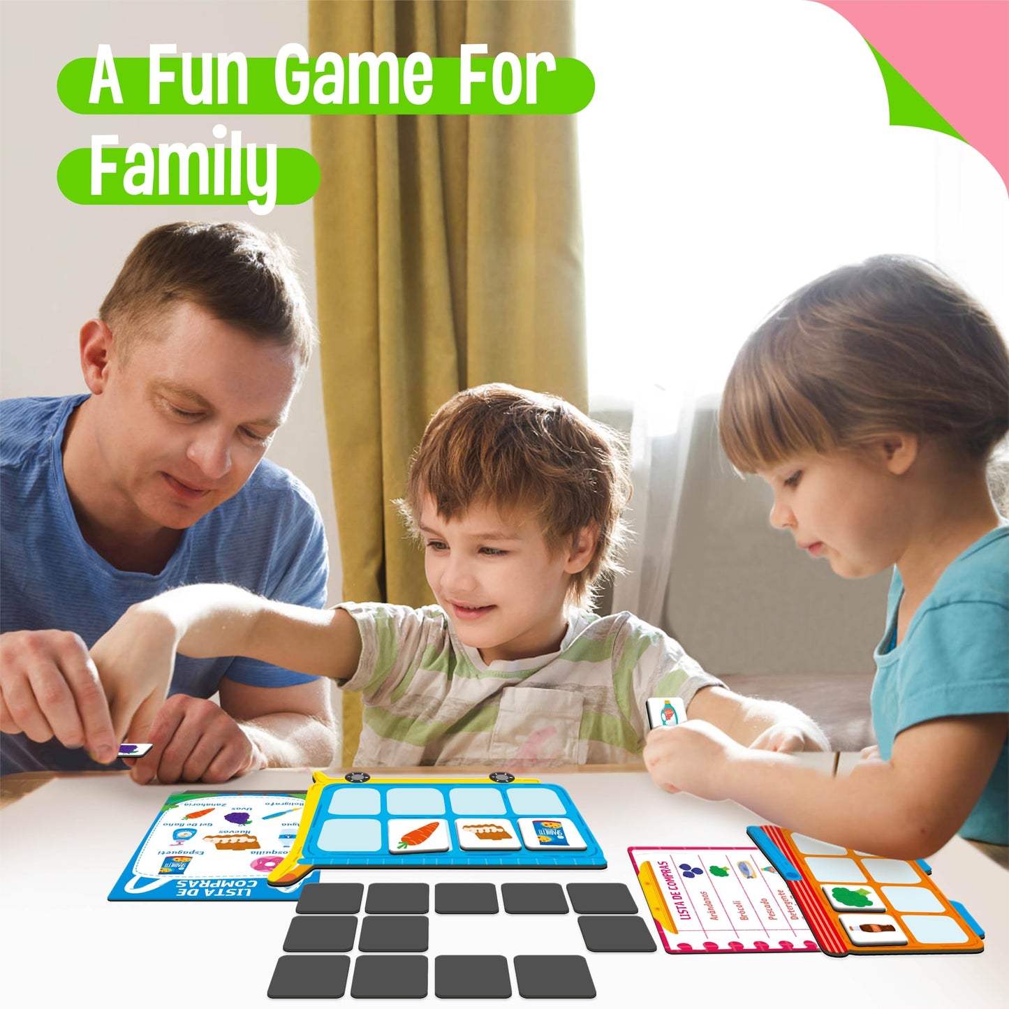 SpriteGru Magnetic Shopping List Game, Funny Spanish Groceries Matching Memory Game, Race to Collect Your Items Educational Toy for Boys & Girls at Home