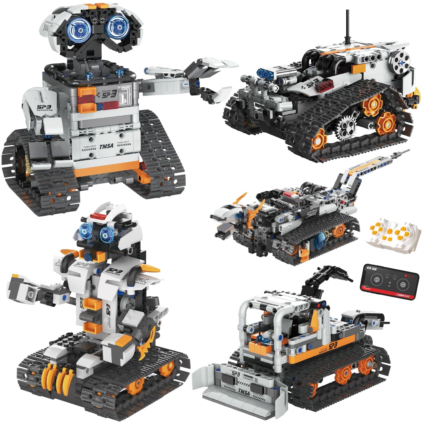 HPROMOT 5-in-1 STEM Robot Building Kit, 688 Pcs Remote & APP Controlled Educational Robot Toys, DIY Science Engineering Building Blocks for Kids Ages 8-16, for Boys & Girls