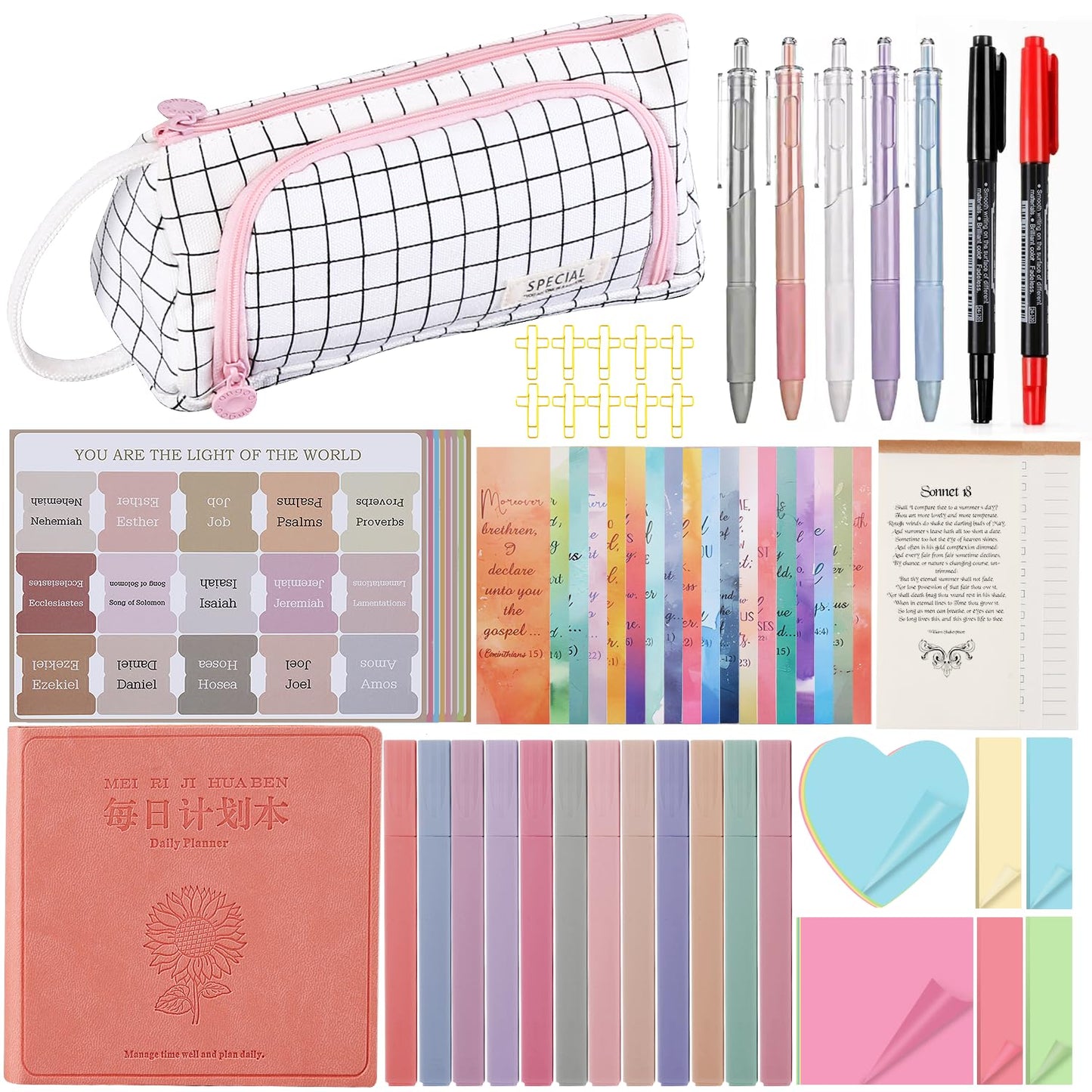 Goldenrich Bible Study Supplies, Bible Study Kit for women, Bible Journaling Kit for Gift, Bible Study Tools, Christian Gifts for Women, Bibles Accessories Annotation Kits