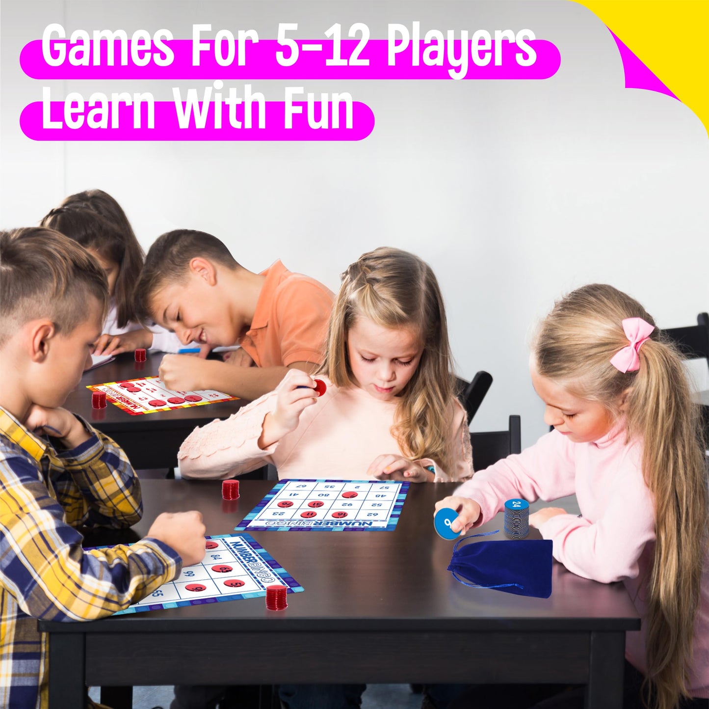 SpriteGru Number Bingo Game, Number 1-100 Bingo Board Game Learn & Count to Read 2 Versions Number Recognition Game for Kids 5-12, Perfect for Classroom & At Home