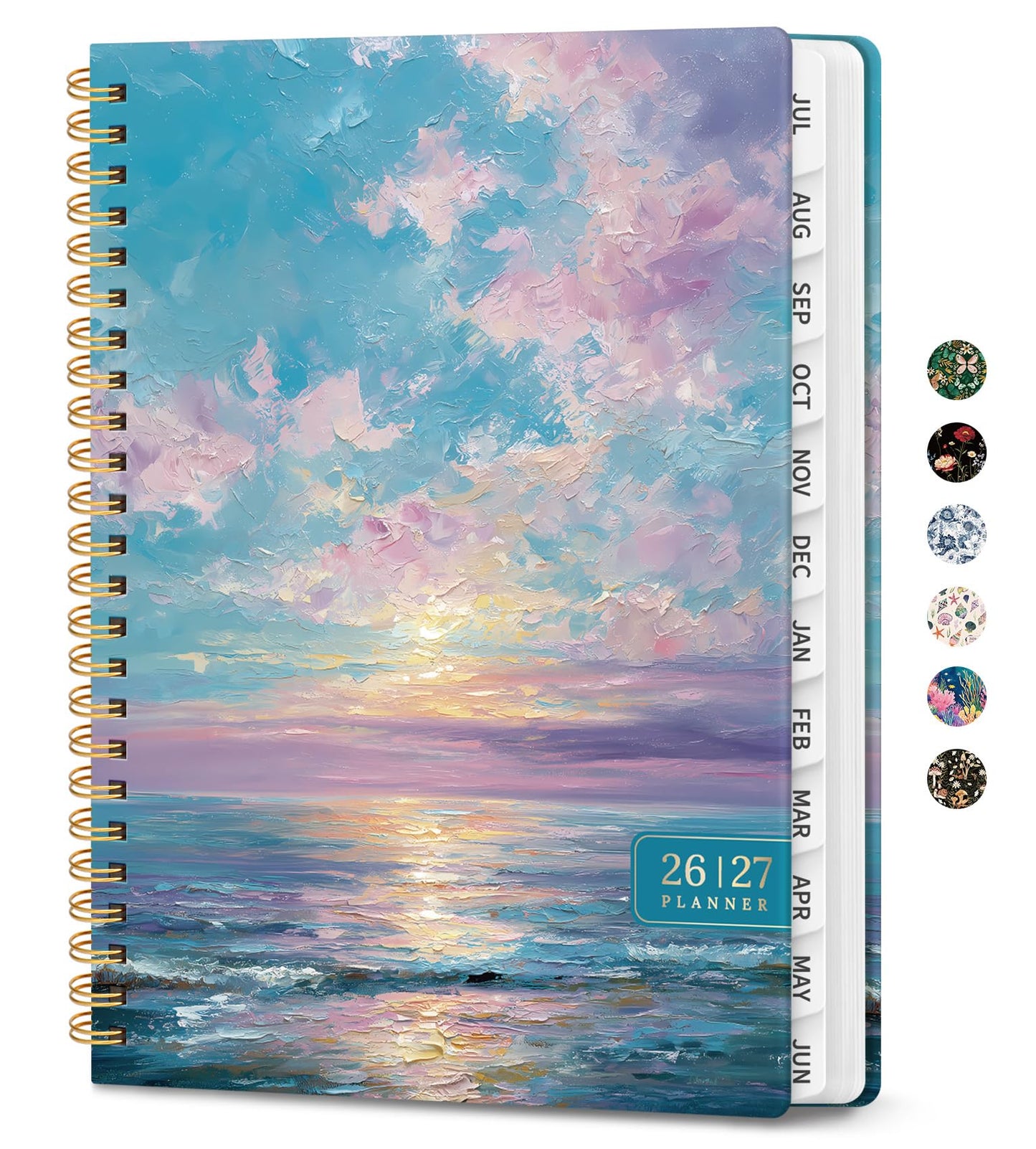 Academic Planner 2026-2027, Monthly and Weekly Calendar Planner, July 2026 - June 2027, Pretty Hardcover Teacher Student Planning Agenda Book with Tabs, Fit for School Office Supplies, 6.3" x 8.5", Pastel Horizon
