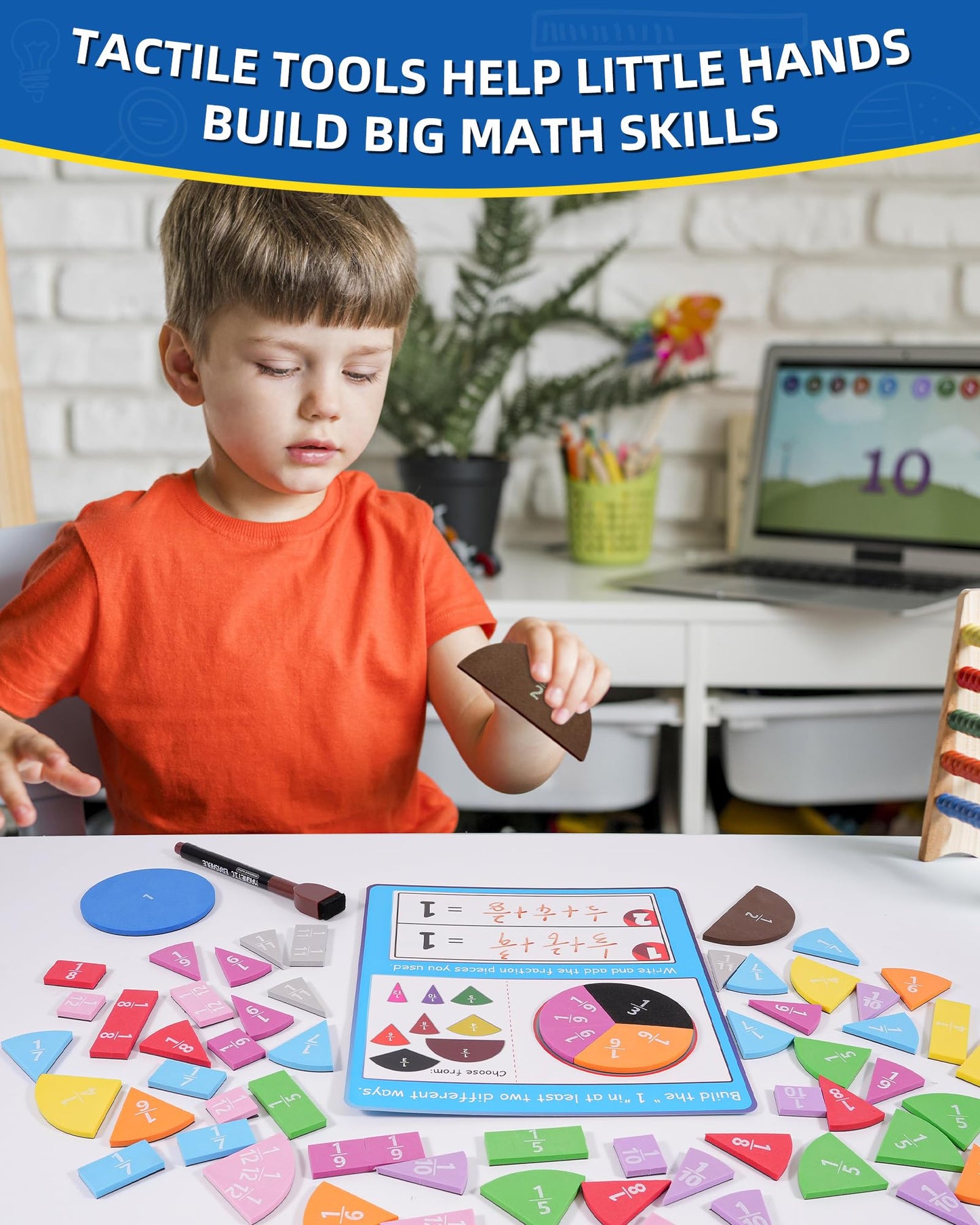 Gotoofun Magnetic Fraction Tiles & Fraction Circles Activity Classroom Set Math Manipulatives Educational Puzzle for Elementary School Fraction Magnets & Resources Montessori Learning Toys