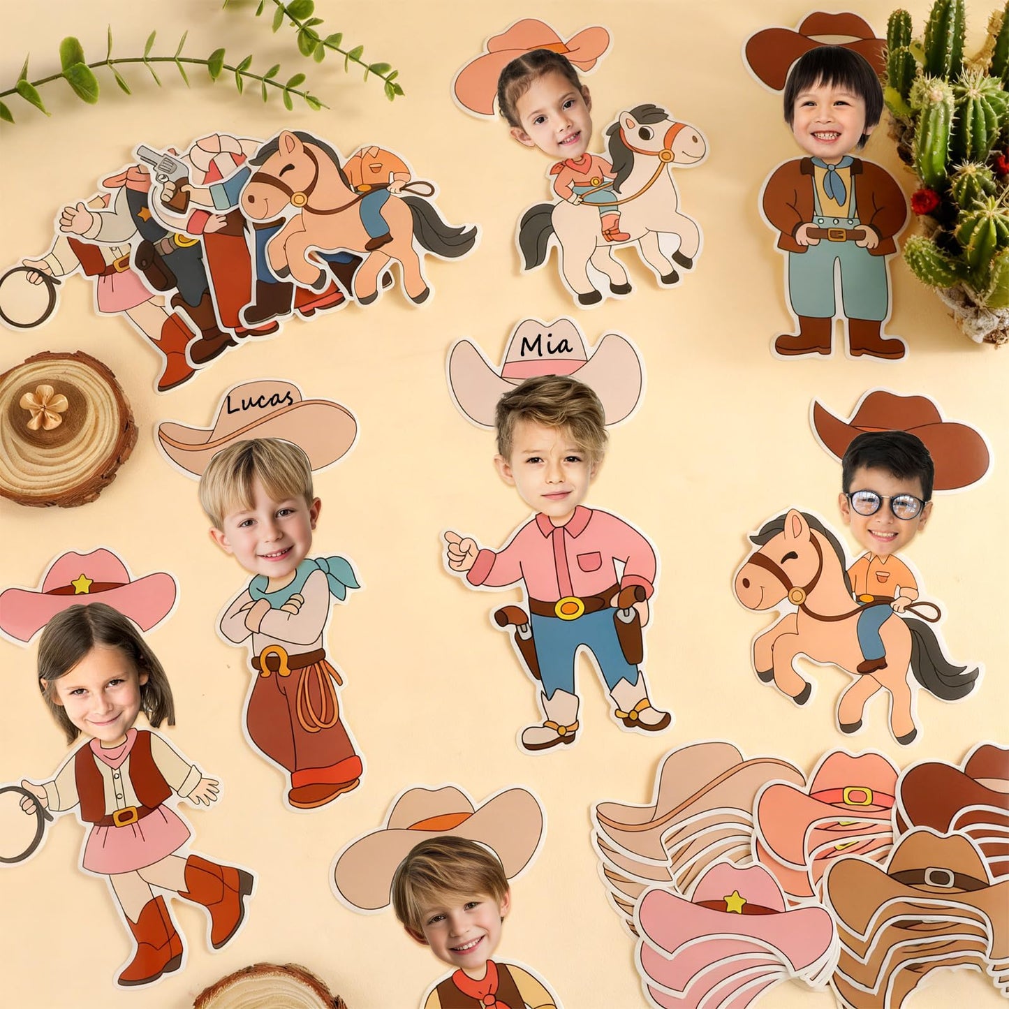 60pcs Western Theme DIY Cutouts Cowboy Cowgirl Hat Bulletin Board Decoration Set Wild Western Paper Cut-Outs Classroom Decor for Boy Girl DIY Photo Craft Kindergarten School Wall Door Supplies