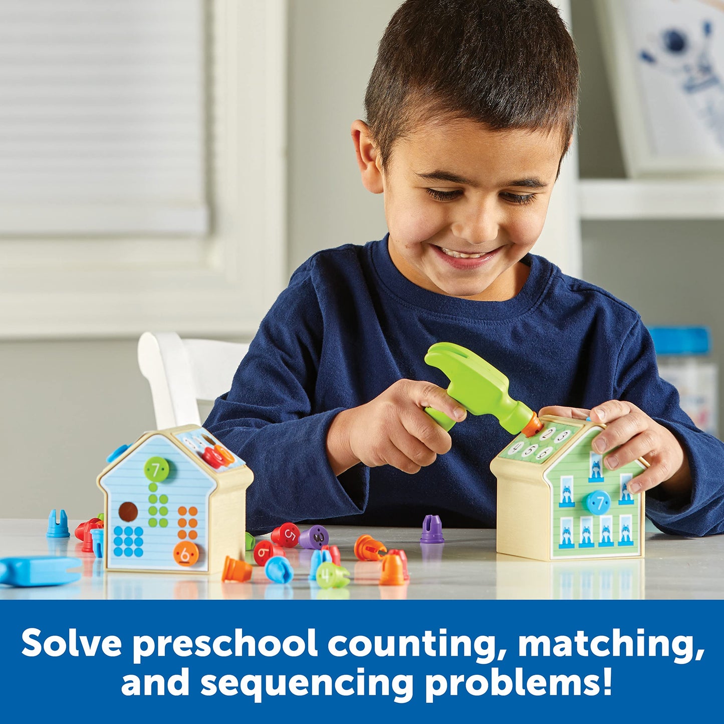 Learning Resources Number Nails Activity Set - Math Manipulatives for Preschoolers Games, Counting Hammer Toy, STEM Fine Motor Skills, Kindergarten Educational Activities, Gifts for Boys and Girls