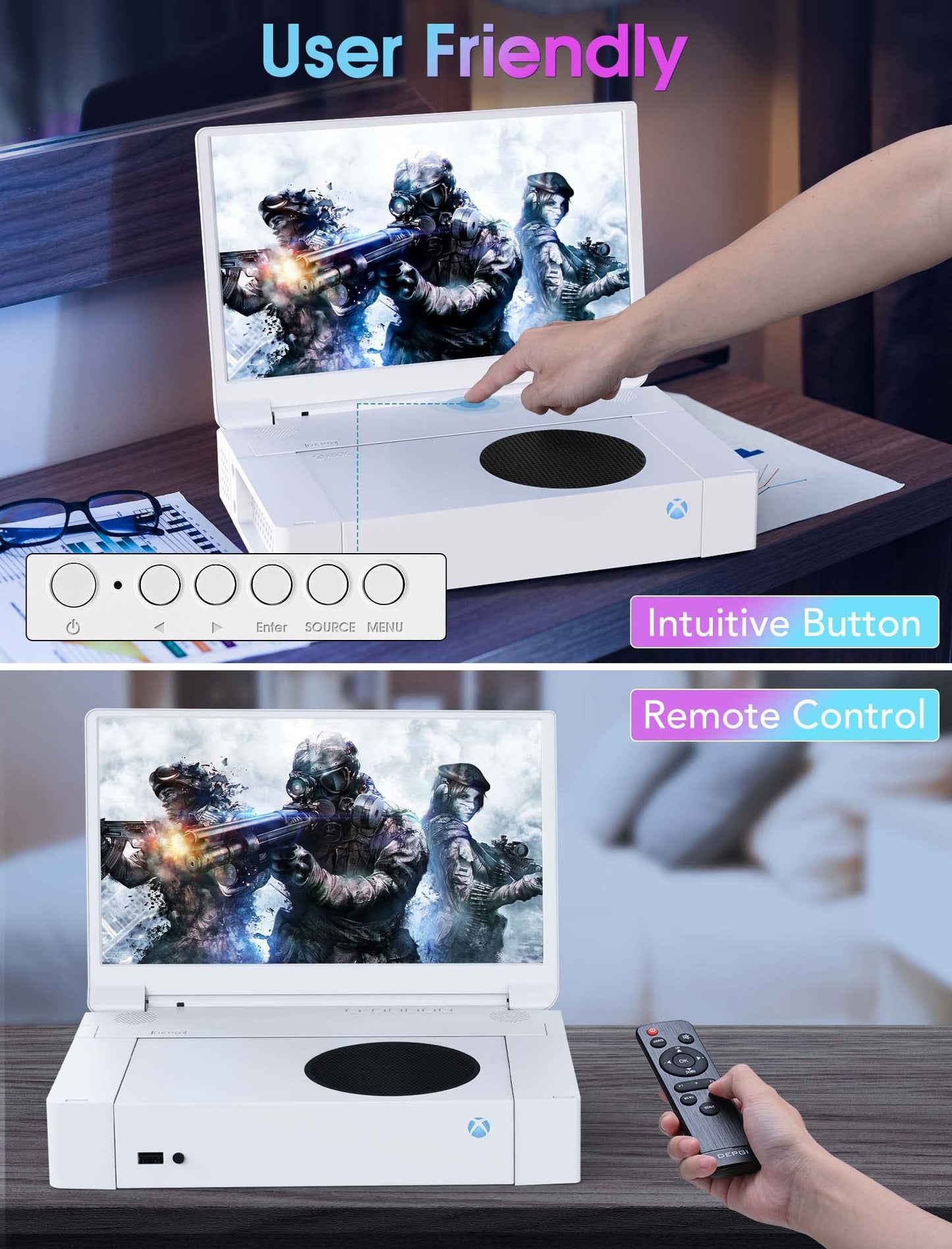 DEPGI 15.6" Portable Monitor for Xbox Series S,144Hz 2K QHD IPS Gaming Monitor for Xbox Series S (Not Included), with HDR AMD FreeSync 2X HDMI for Indoor Outdoor Travel