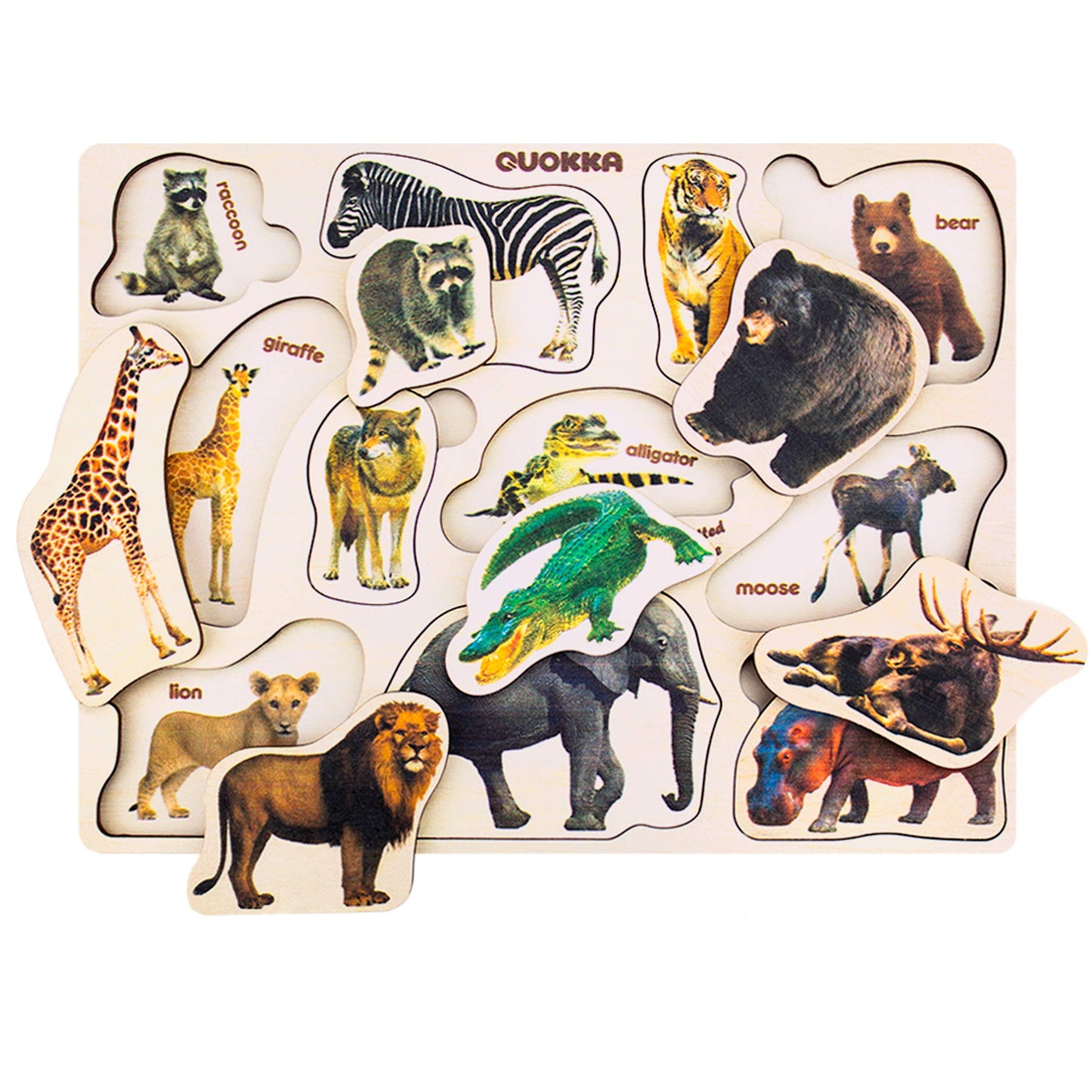 QUOKKA Wooden Puzzles for Toddlers 1-3 – 3xSET Toddler Puzzles Ages 2-4 – Montessori Animal Toy Puzzle for Toddlers 3-5 Year Old – Wood Toy Learning Realistic Animals for Boy and Girl