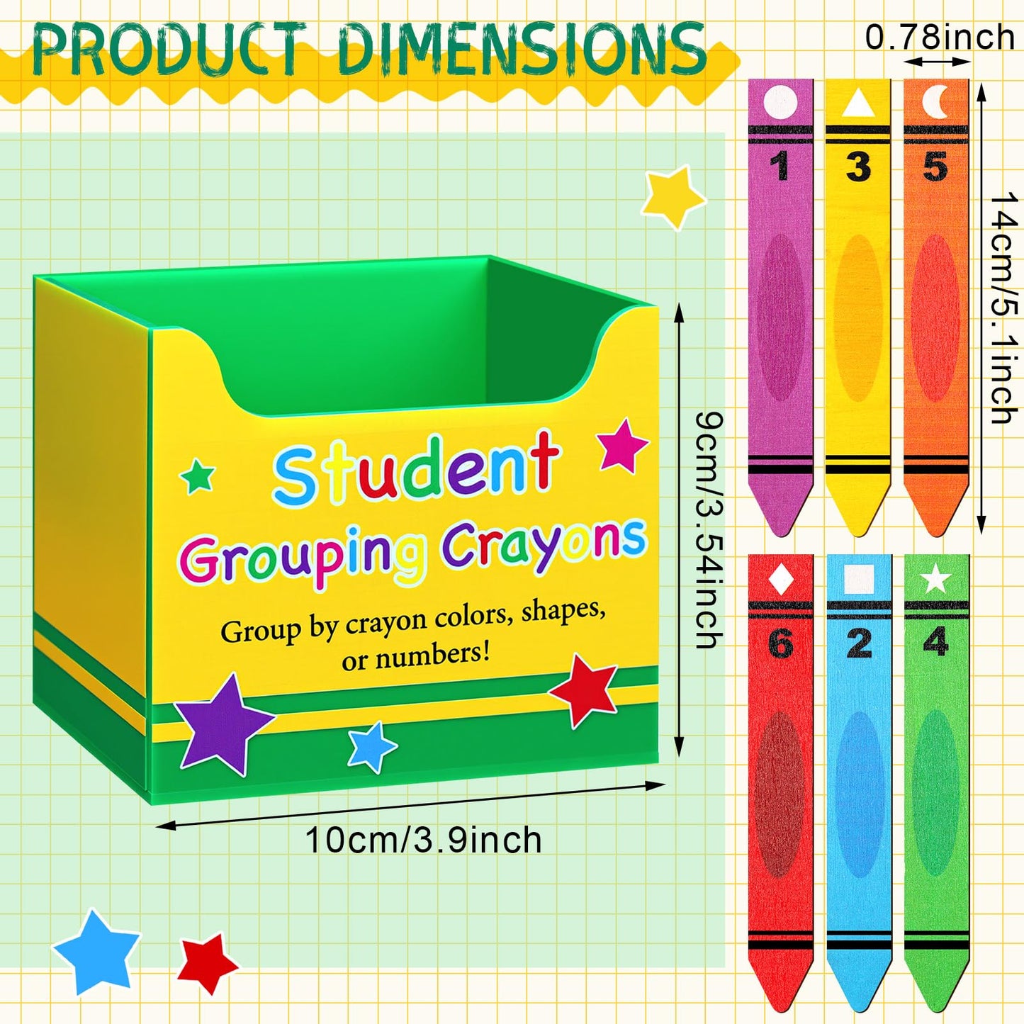Eaasty 37 Pcs Back to School Student Grouping Crayon Talking Sticks for Classroom Crayon Flip Name Sticks with Box for Classroom Management Tool Teacher Essential Student Educational Learning Activity