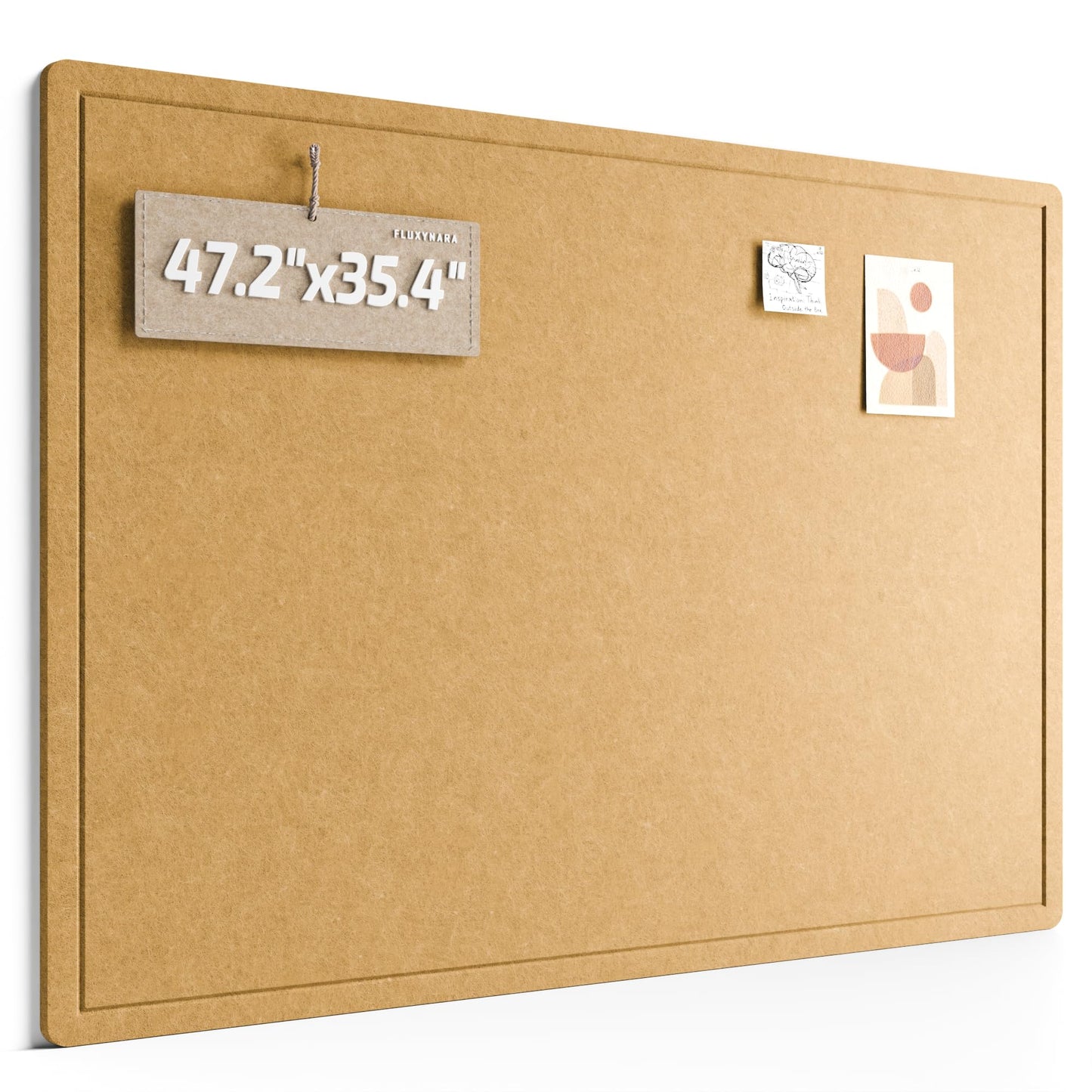Fluxynara Large Bulletin Board, 47.2" x 35.4" Cork Board Alternative with 24 Safe Removable Adhesive Tabs, Foldable Felt Pin Board for Home Office, Classroom, Bedroom,Entryway for Walls—Mustard Yellow