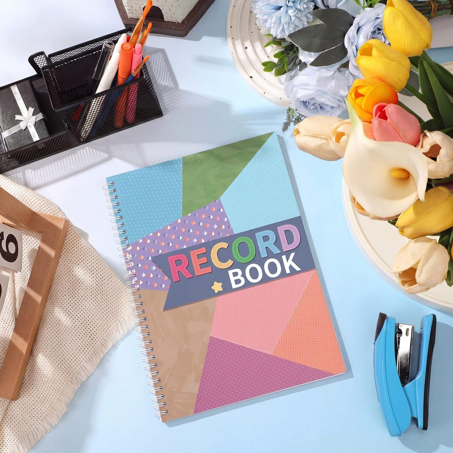 Fuyoooo Crafty and Cool Teacher Record Book Teacher Grade Books 2026-2027 Spiral Bound Record Planner 2026 Class Grade Book Office Favors for Classroom Attendance Decoration Double Sided