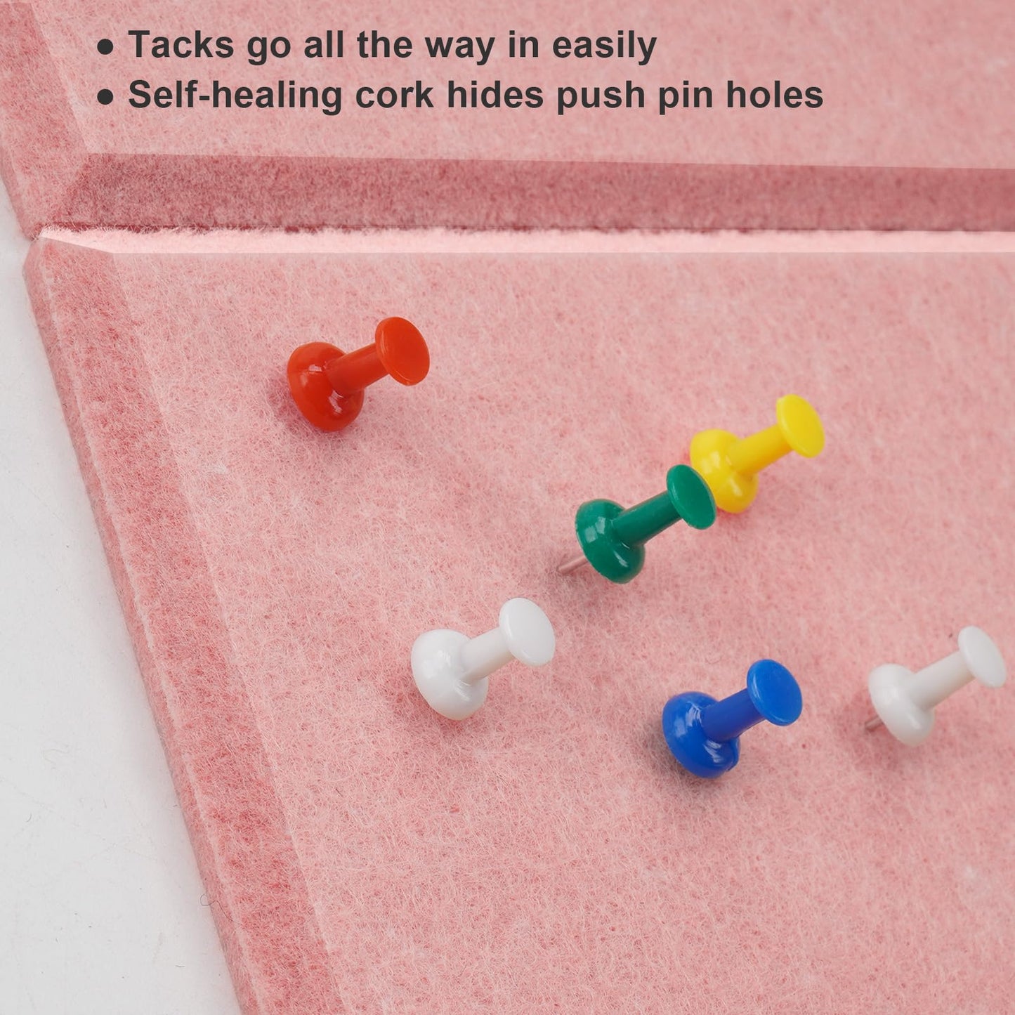 Large Cork Board Alternative 36" X 24" Bulletin Board - 6 Pack Removable Felt Wall Tiles with 30 pushpins, Large Cork Boards for Walls Cork Board for Office Pin Board Tack Board - Pink