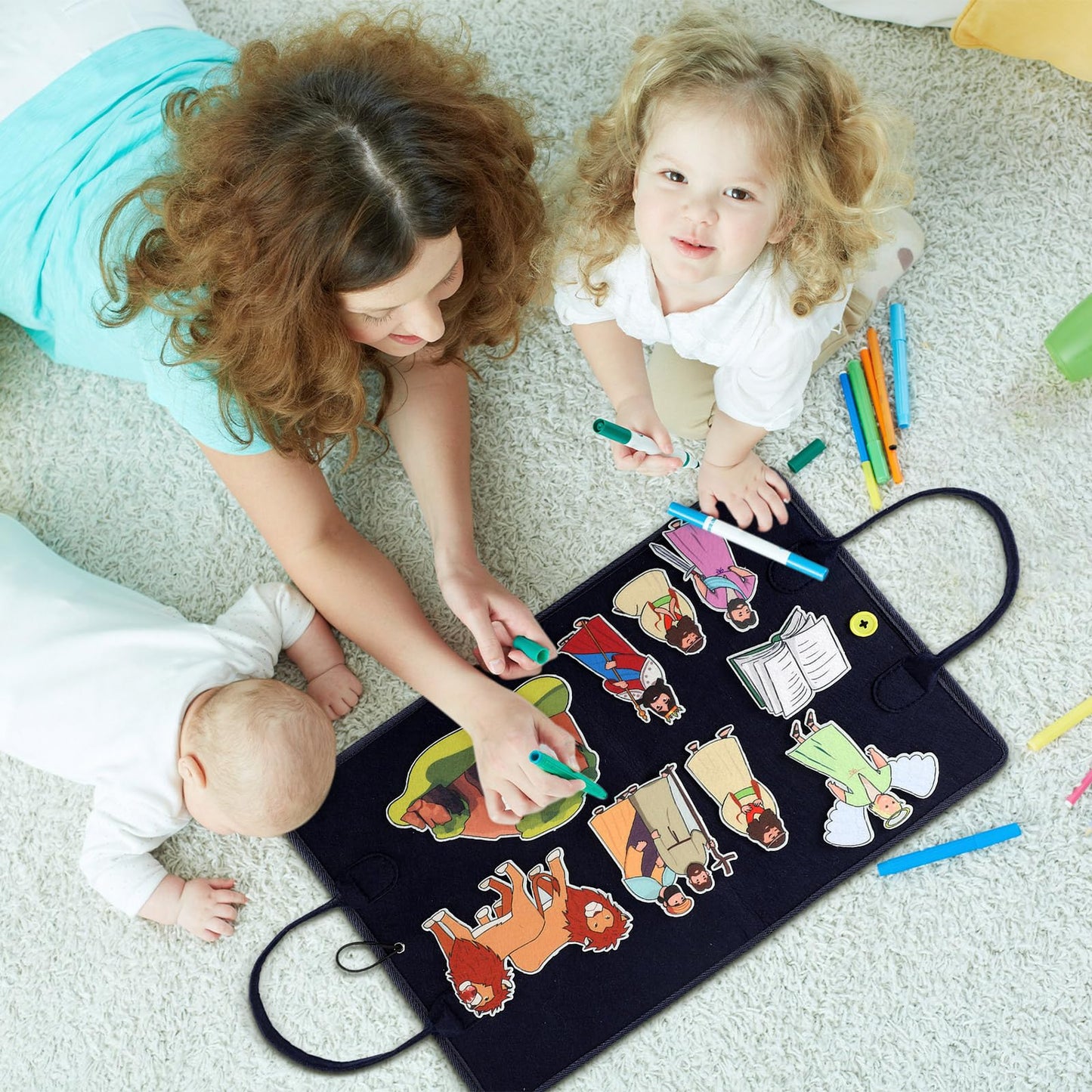 Windkream 12 Set Felt Board Stories Pieces Set Felt Animals Bible Fairy Tales for Preschool Animals Figures Flannel Board Stories for Toddlers Preschool Kindergarten Storytelling(Bible)