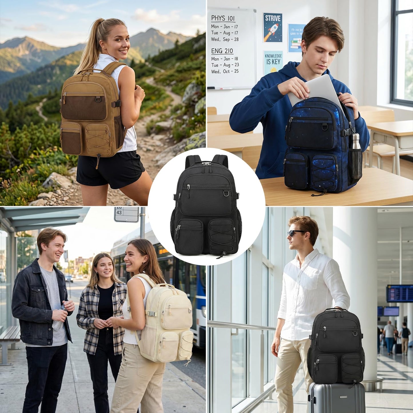 Lohol Water Resistant Backpack with Mulitiple Pockets for School Travel Outdoor College, 15.6 inch Laptop Daypack for Men and Women (Blue)