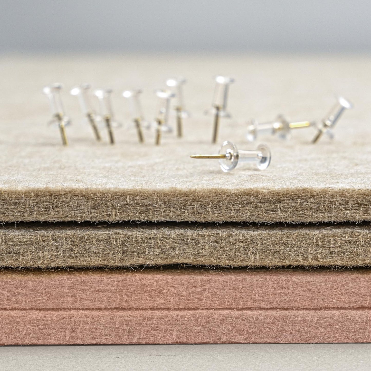 Lightomorrow Bulletin Board, 24 x 18 inches Felt Board Decorative Pin Board, Cork Board Alternative for Wall, Foldable Photo Board Self-Adhesive Vision Board Mood Board with 20 Pushpins - Mauvey Pink