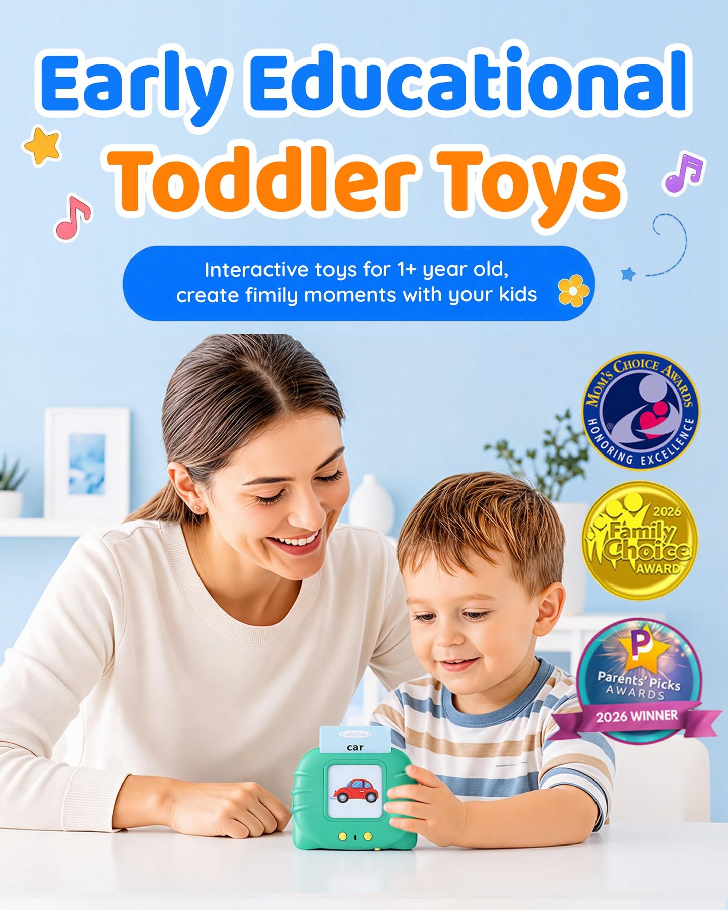 Aullsaty Talking Flash Cards for Toddlers 1-3, Upgraded 248 Sight Words Montessori Speech Therapy Toy, Autism Sensory Educational Learning Toys, Birthday Gifts for Boys Girls (Green)