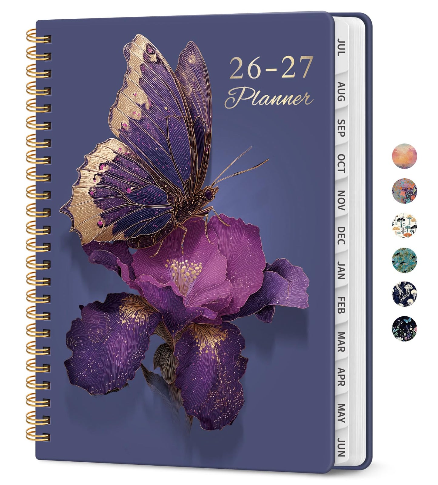 Planner 2026-2027, Academic Year Weekly and Monthly Calender Planner, from Jul 2026 - Jun 2027, Spiral Bound School Planning Book, Perfect for Teacher, Student, Women & Men, A5 (6.3" x 8.5"), Royal Flutter