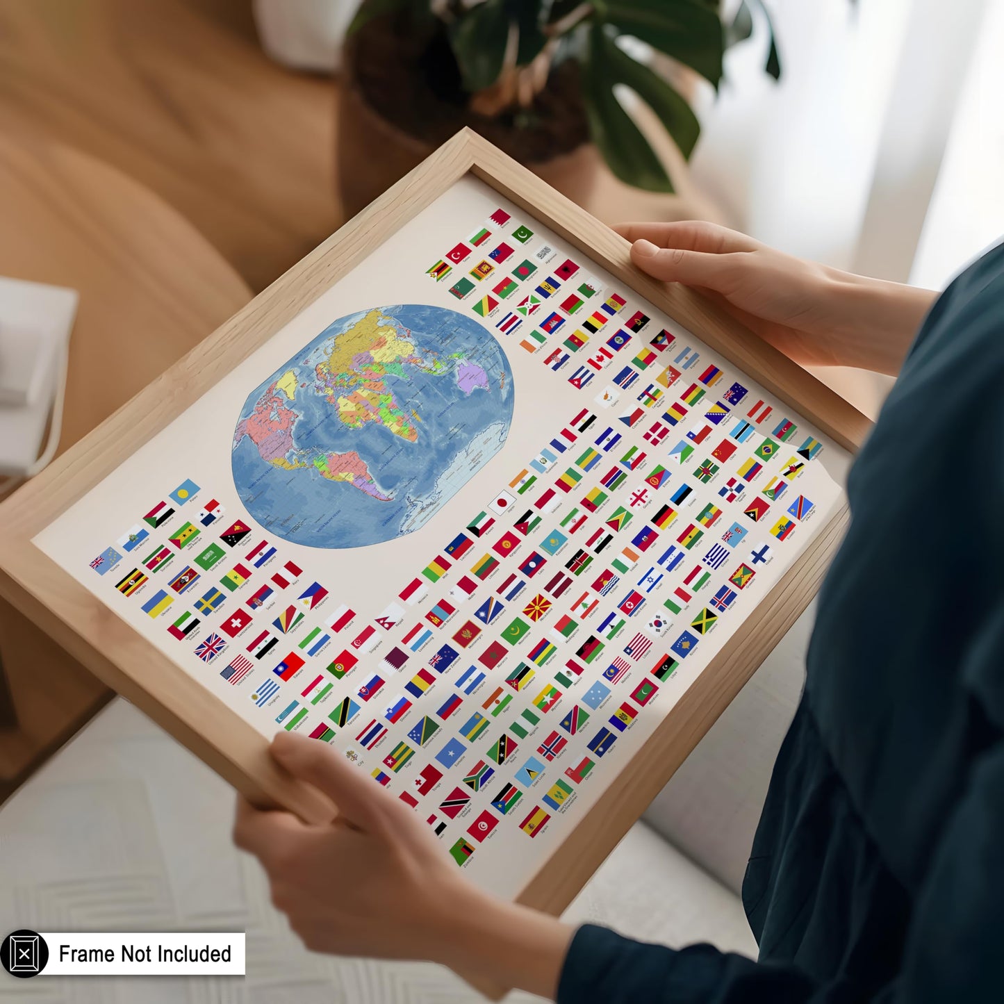 Poster Master Flags of the World Poster - World Map Print - Learning Materials Art - Educational Art - Gift for Kids, Students & Teacher - Wall Decor for Classroom or Library - 8x10 UNFRAMED Wall Art