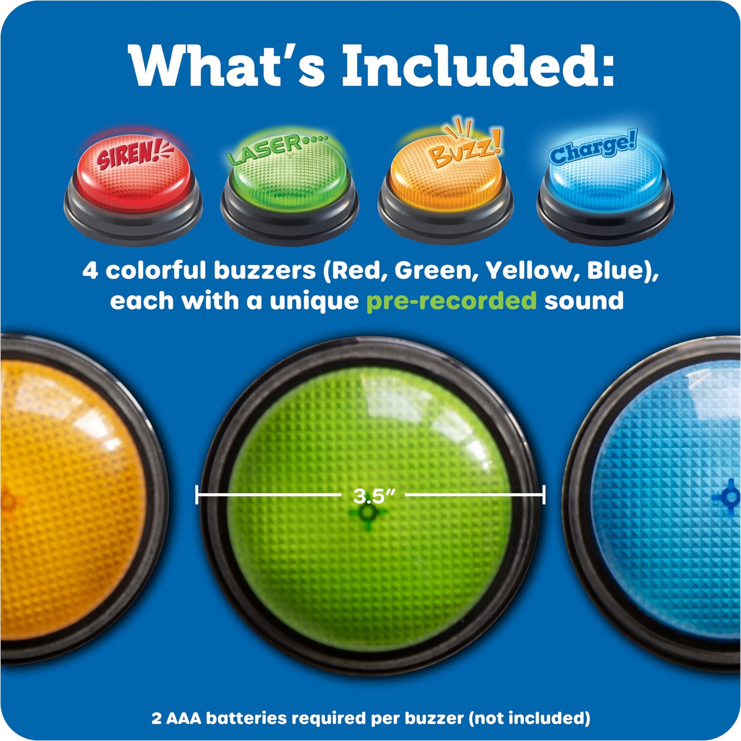 Learning Resources Lights and Sounds Buzzers - Classroom Must Haves Supplies, Kids Toys, Sound Effect Button, Family Game Shows For Trivia, Participation Tools Boys and Girls Birthday Gifts