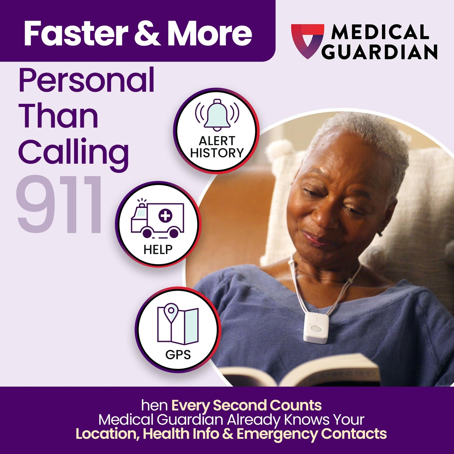 Medical Guardian MGMini | Get Help Instantly & Stay Independent | Medical Alert Device for Seniors | 24/7 Monitoring, GPS Tracking, Emergency Button | Subscription Required | Pearl