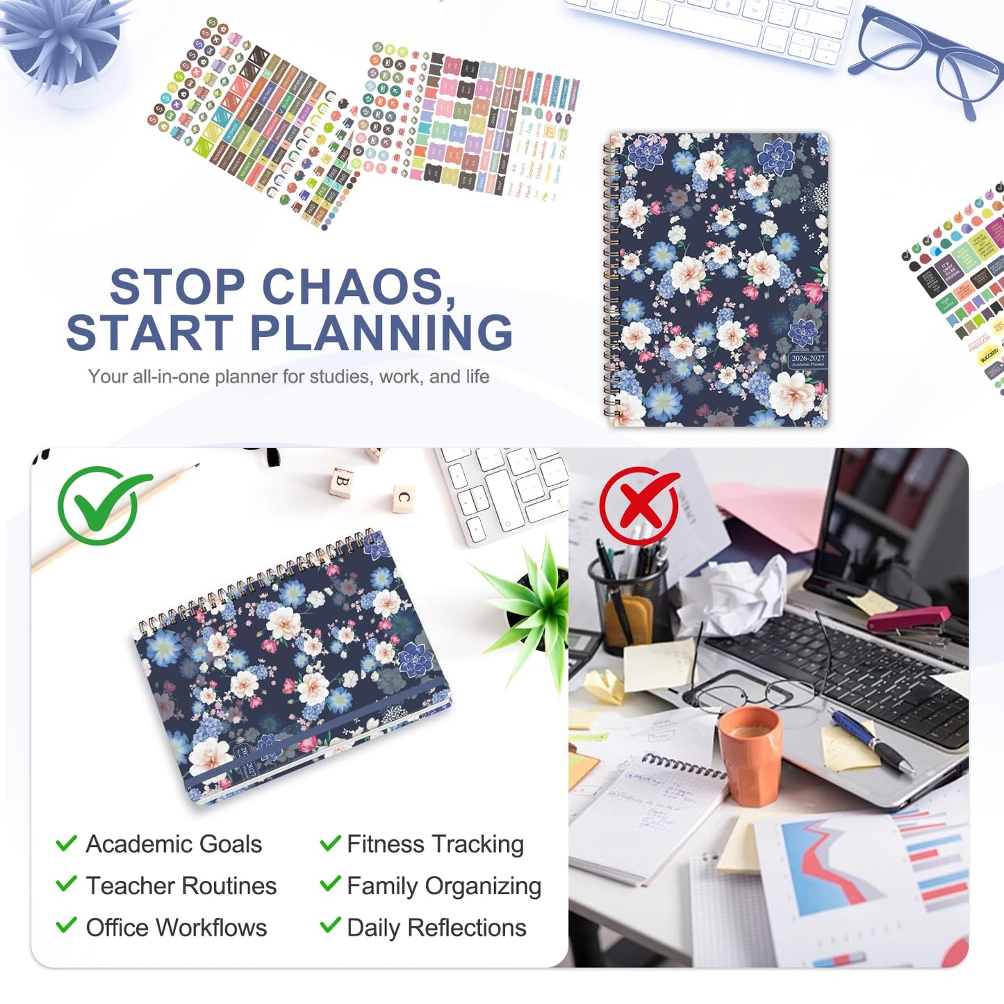 Planner 2026-2027, Weekly and Monthly Academic Planner, July 2026 - June 2027, Hardcover Calendar Agenda Book for School Year Planning, School Supplies for Teacher and Student, A5(6.3'' x 8.5'')