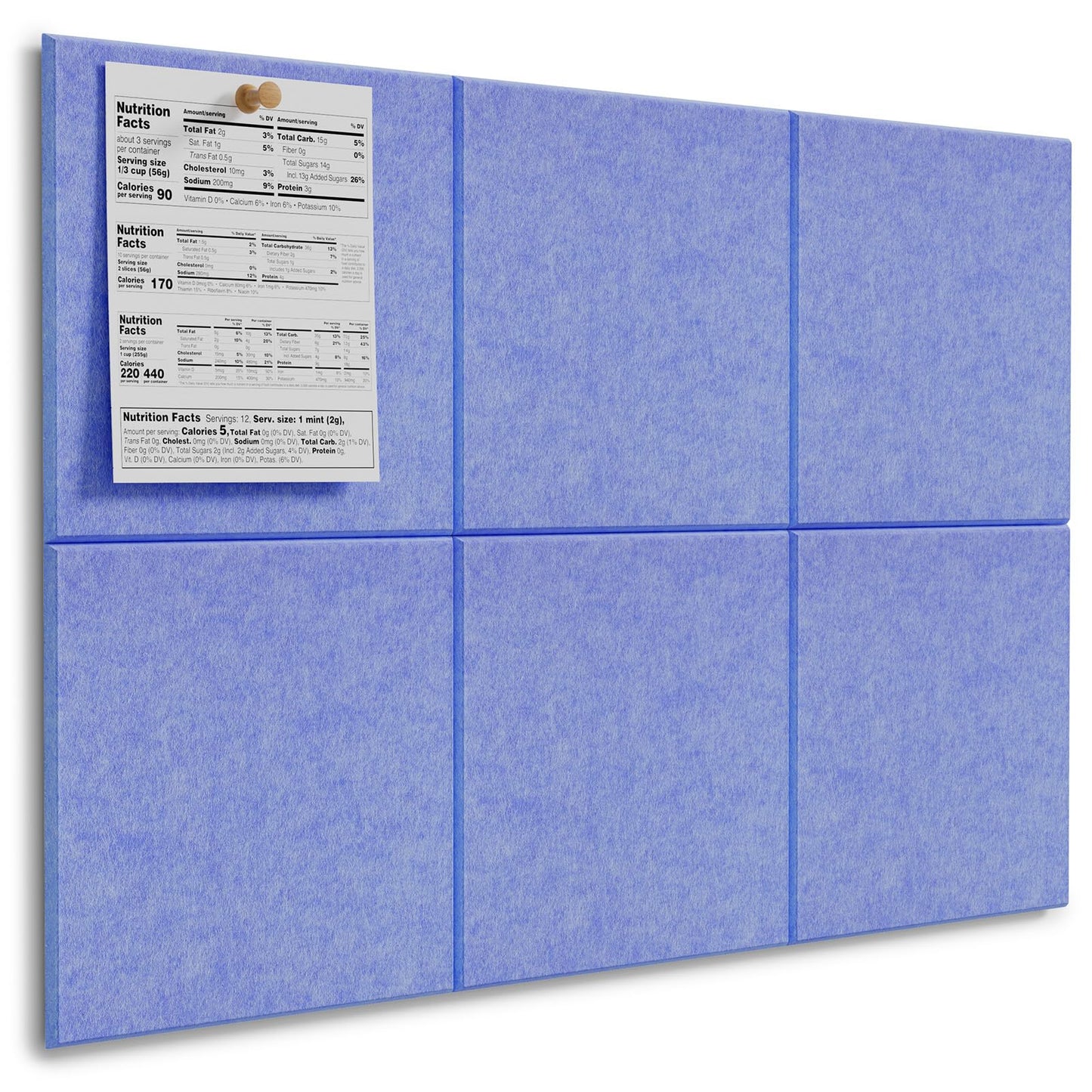 MaxGear Large Cork Board for Wall 36" x 24", Sky Blue Bulletin Board, 6 Pack Felt Wall Tiles with Pushpins, Cork Boards for Office Push Pin Board Tack Board Felt Board