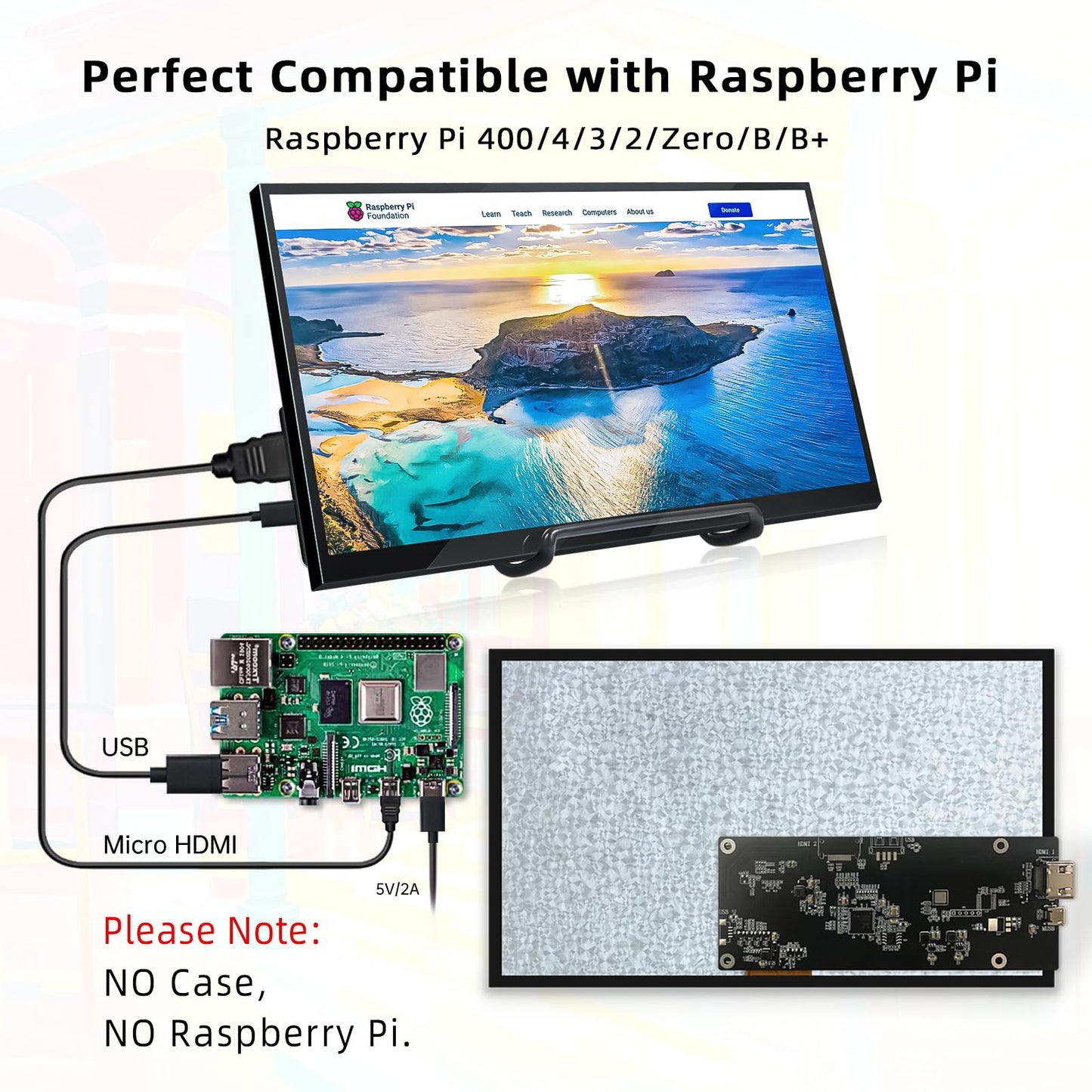 HAMTYSAN 10.1 Inch Raspberry Pi Screen 1024x600 HDMI Monitor IPS Screen Display Secondary Monitor Extend Monitor for Raspberry Pi 5/4/3/2/Zero/B/B+ Win11/10/8/7, (Non-Touch), Driver Free