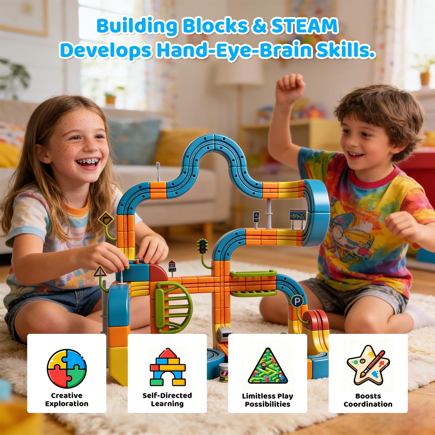 168 Pcs Cube Track Fusion Toy with 2 Trains,2026 New klick Rail Electric Train Set for Kids Ages 4-8 with Gravity-Defying 3D Infinity Track, Build Your Own Trackfusion Train System & Gravity Tracks
