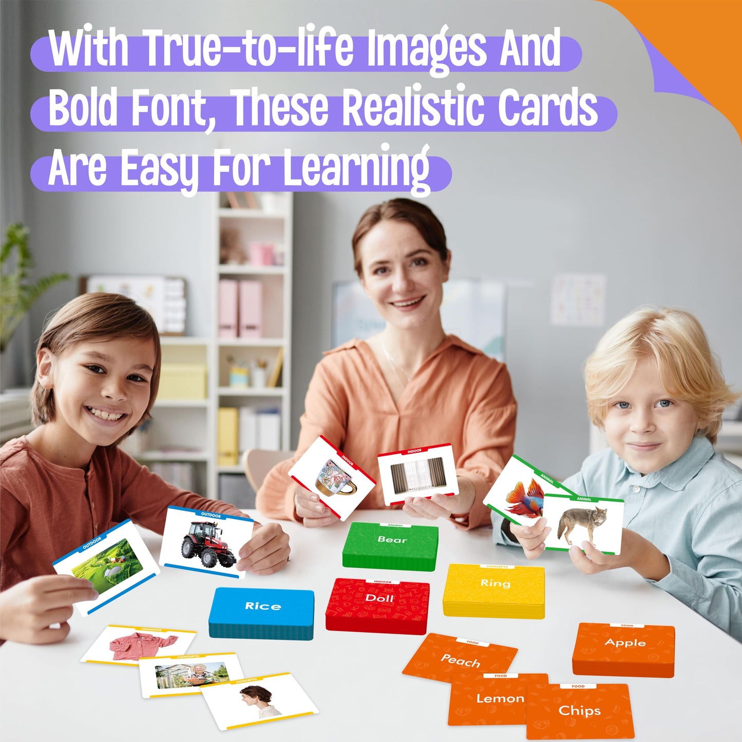 300 Noun Picture-Word Cards, Picture Flashcards Language Builder Visual Aid Speech Development Tool for Autism, ESL Teaching Materials for Adults, Non-Verbal Children Vocabulary Builder for Toddlers