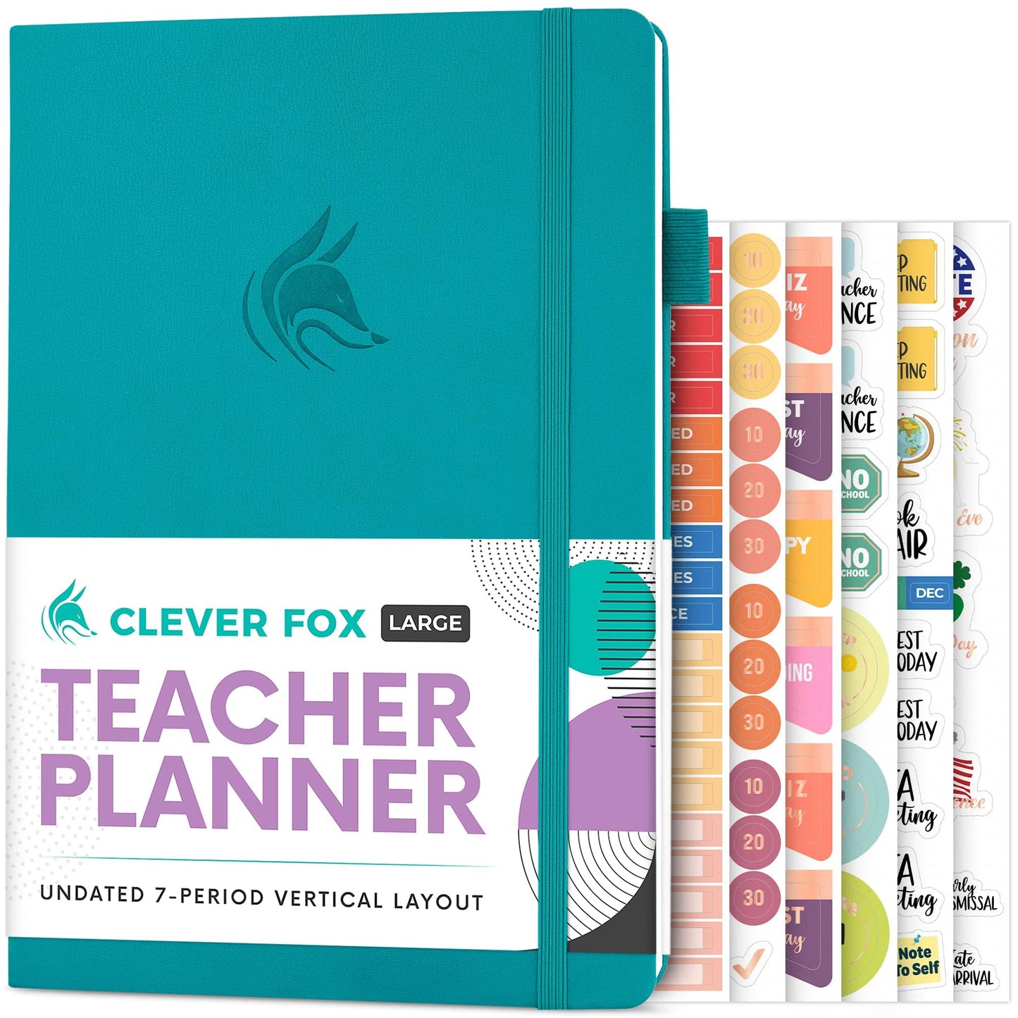 Clever Fox Teacher Planner – School Year Planner with Calendars & Lesson Plans – Teacher Plan Book for Classroom & Homeschool Organization - Undated, 7x10″, Hardcover (Turquoise)