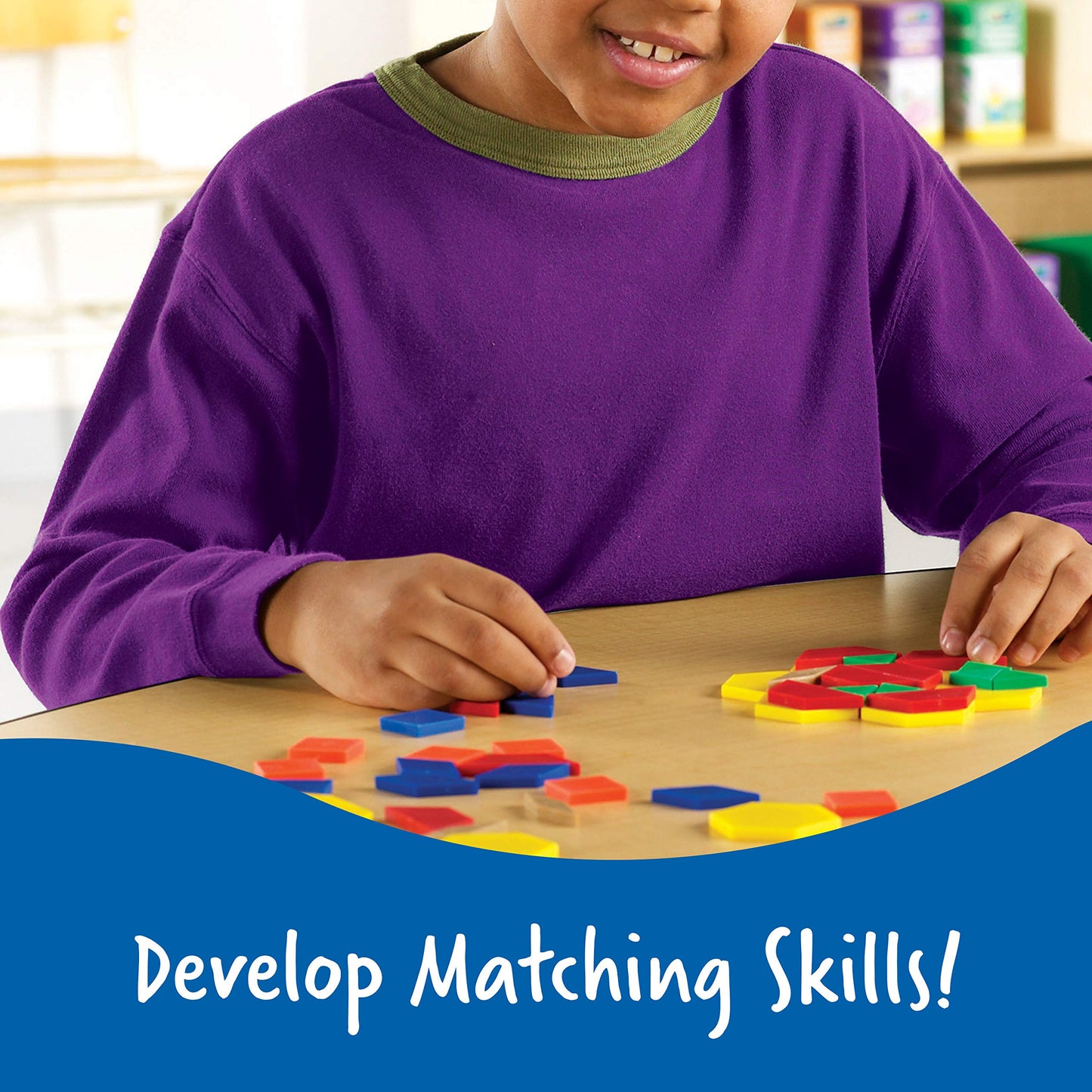 Learning Resources Plastic Pattern Blocks 250 Set - Classroom Must Haves, Math Teaching Tools, Homeschool Supplies, Math Manipulatives