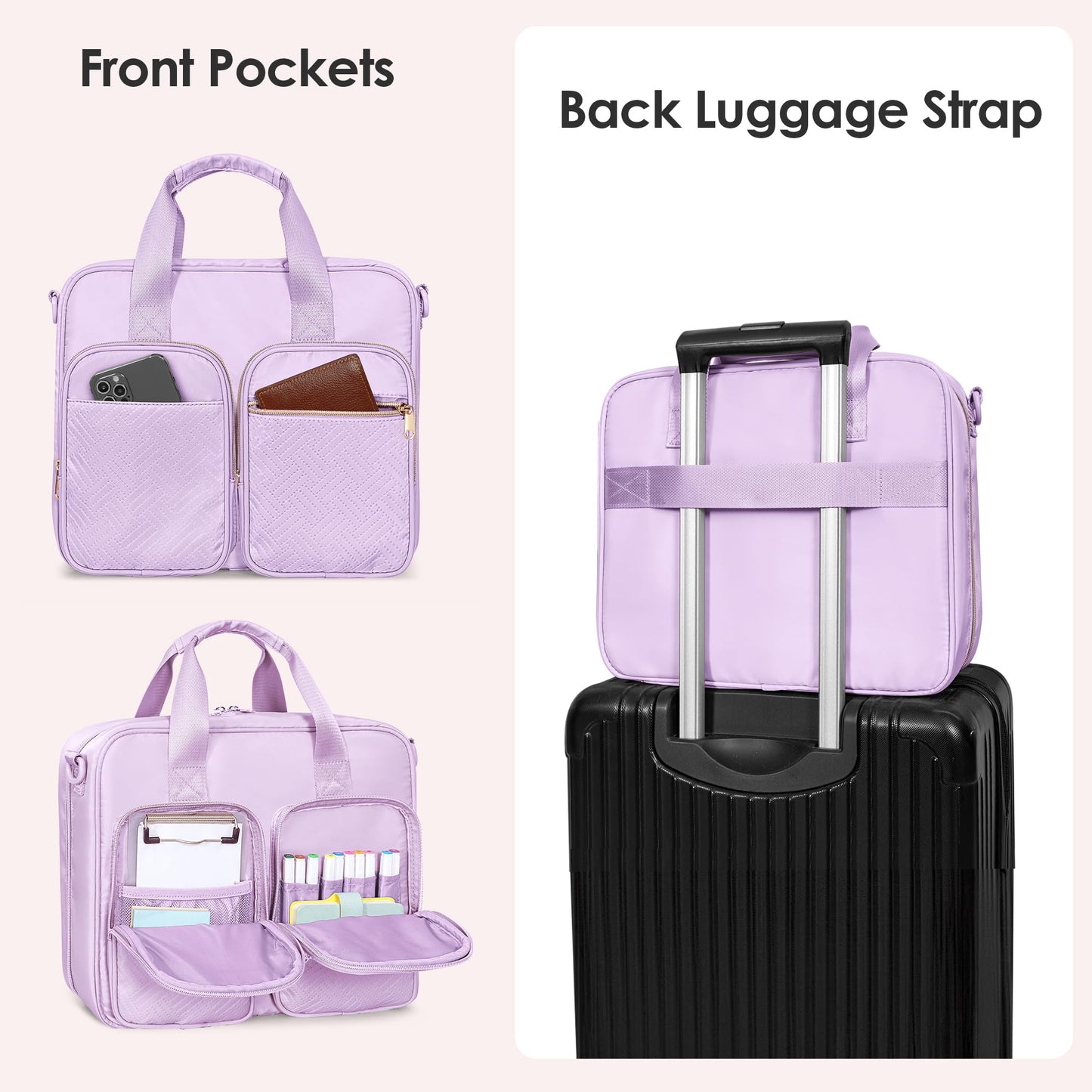 Prokva 3 Ring Zipper Binder, 2 Inch Ring Binder Organizer Bag with Shoulder Strap Fits 13 Inch Laptop and 500 Sheets, Purple(Empty Bag Only)