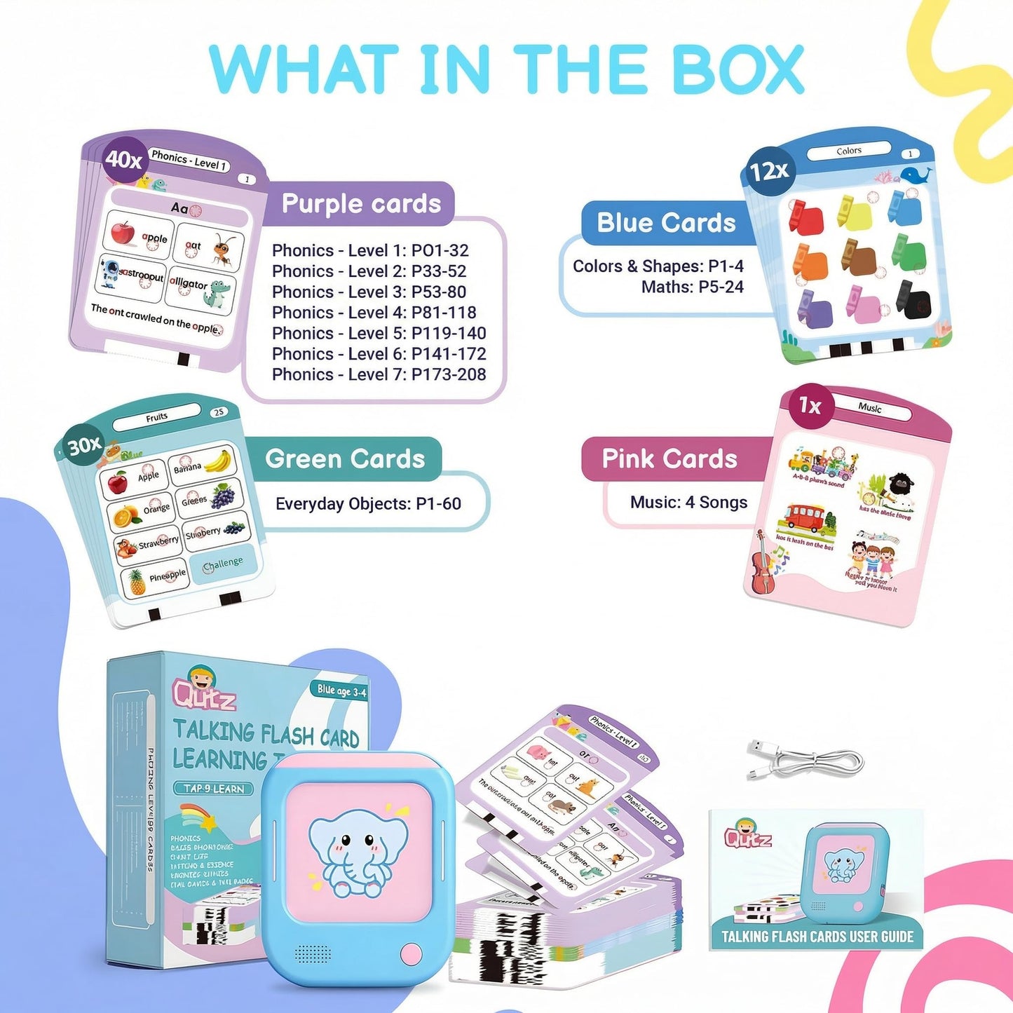 QuTZ Talking Flash Cards, Phonics Flash Cards, Learn to Read with 246 Pages, 29+ Themes, 1200+ Words & Fun Facts, 700+ Interactive Games, Toddler Learning Toys for 2-6 Year Old, 272 Pages
