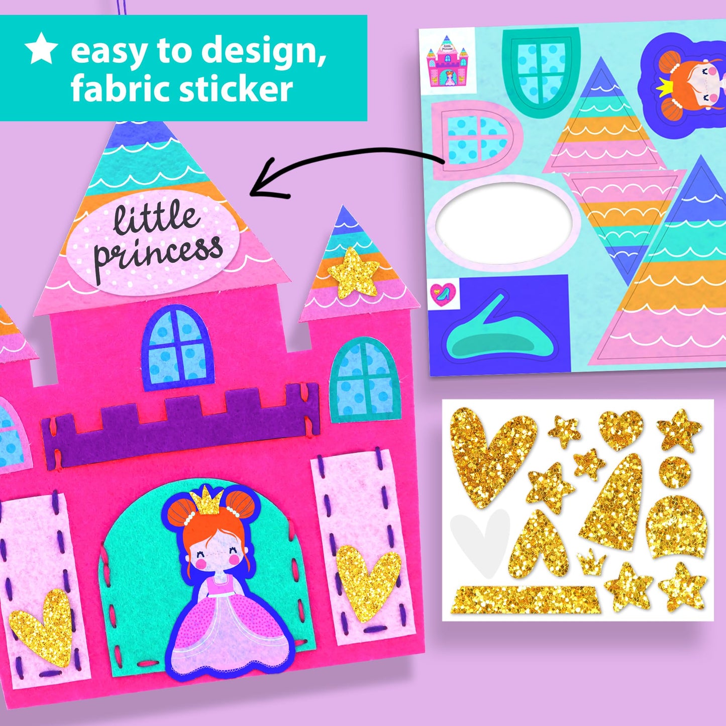 KRAFUN My First Sewing Kit for Kids Ages 5-8 - Princess & Unicorn Crafts for Girls - Make 7 DIY Felt Plush Toys with Pre-Punched Holes & Safe Plastic Needles - Educational Beginner Craft Set