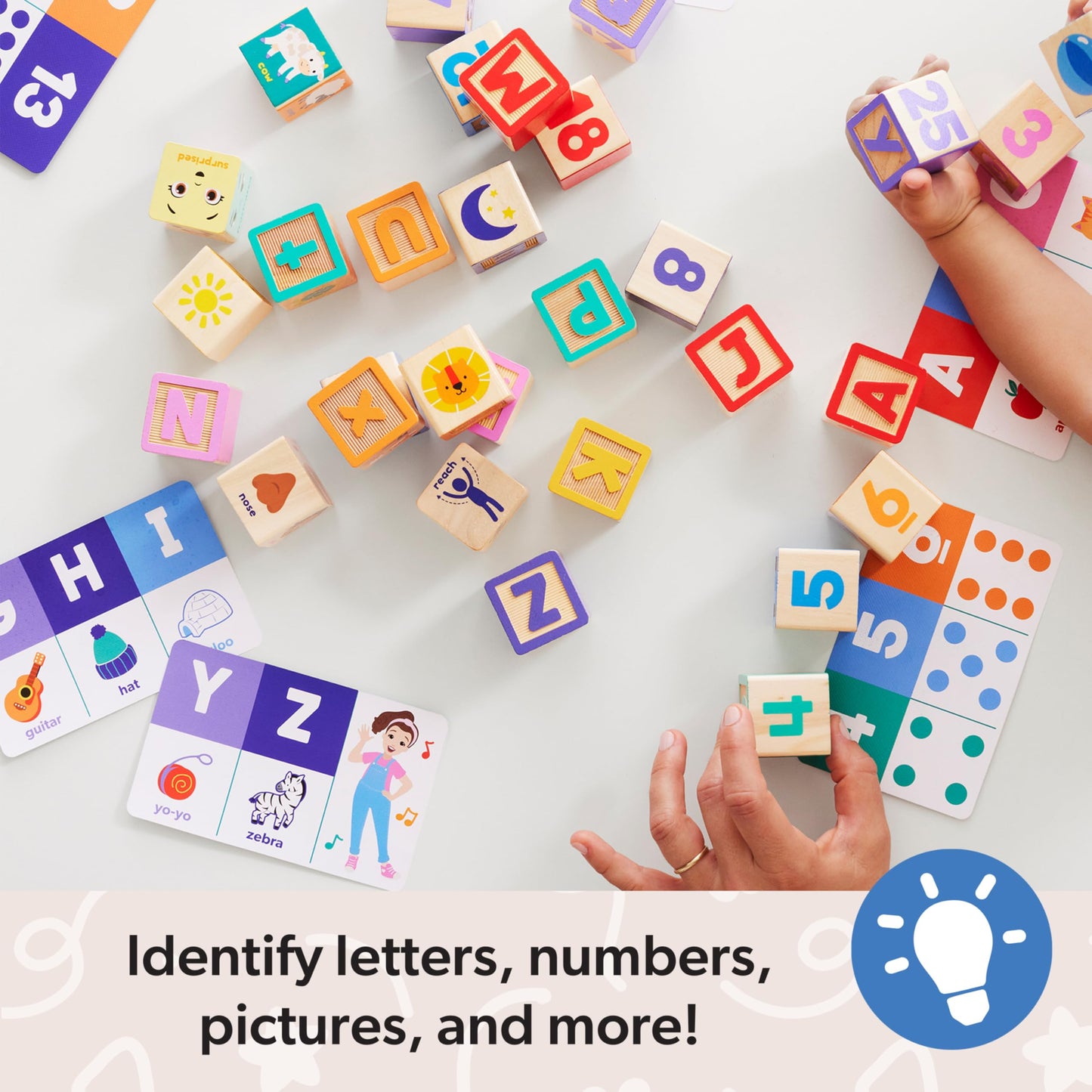 Melissa & Doug Ms. Rachel Letter, Number, and Game Wooden Learning Blocks with Activity Cards for Girls and Boys Toddlers Ages 18 Months+ - FSC Certified