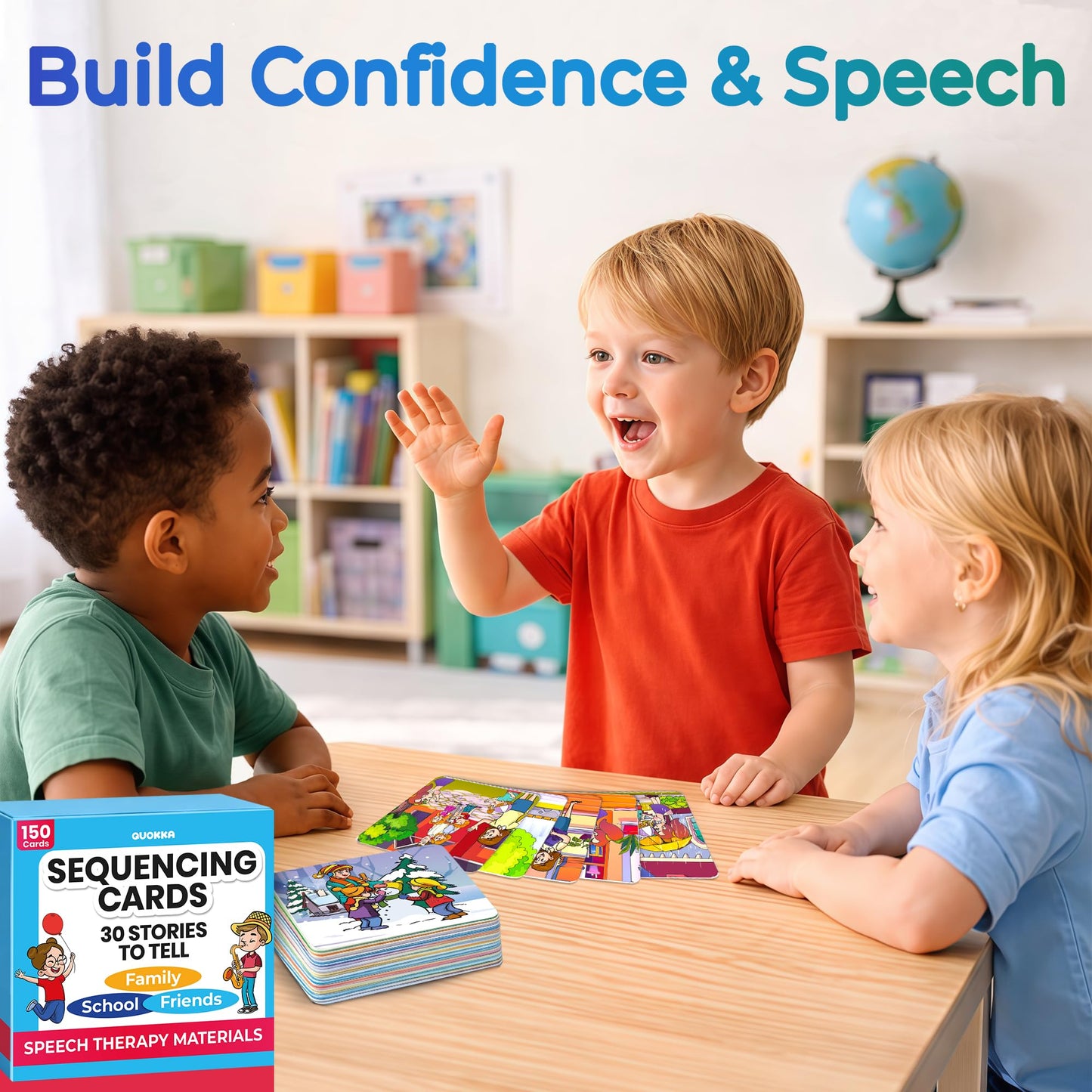 QUOKKA Sequencing Cards for Toddlers - Speech Therapy Materials for Kids - Create a Story Cards Sentence Building - Autism Aba Therapy Social Skills - Storytelling Picture Game