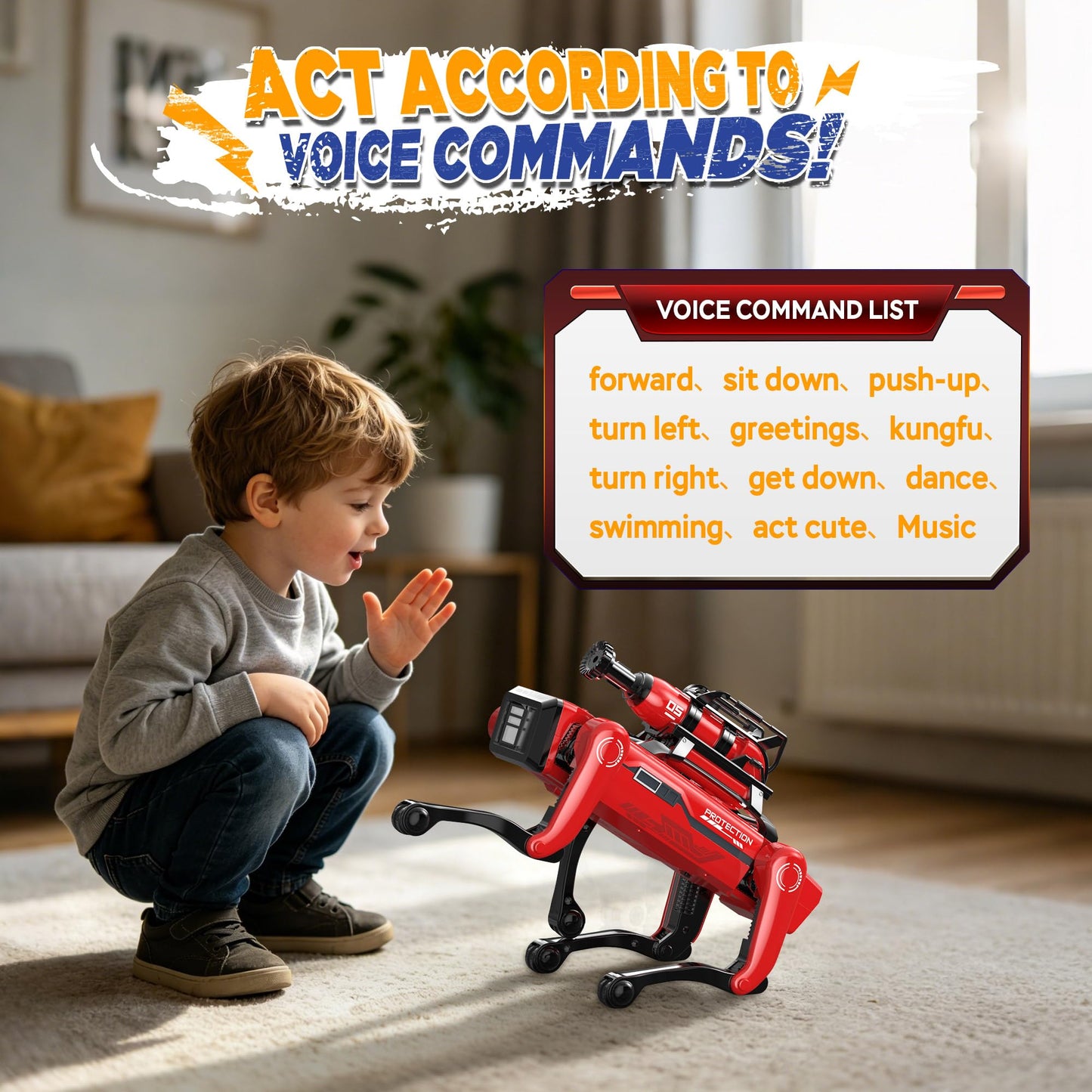 TUEESN Smart Robot Dog - Interactive STEM Toys with Voice & Remote Control, 30+ Lifelike Actions, Programmable Play, 25m Range, Durable & Safe - Best Gift for Kids 3-10 (Firefighting Edition)