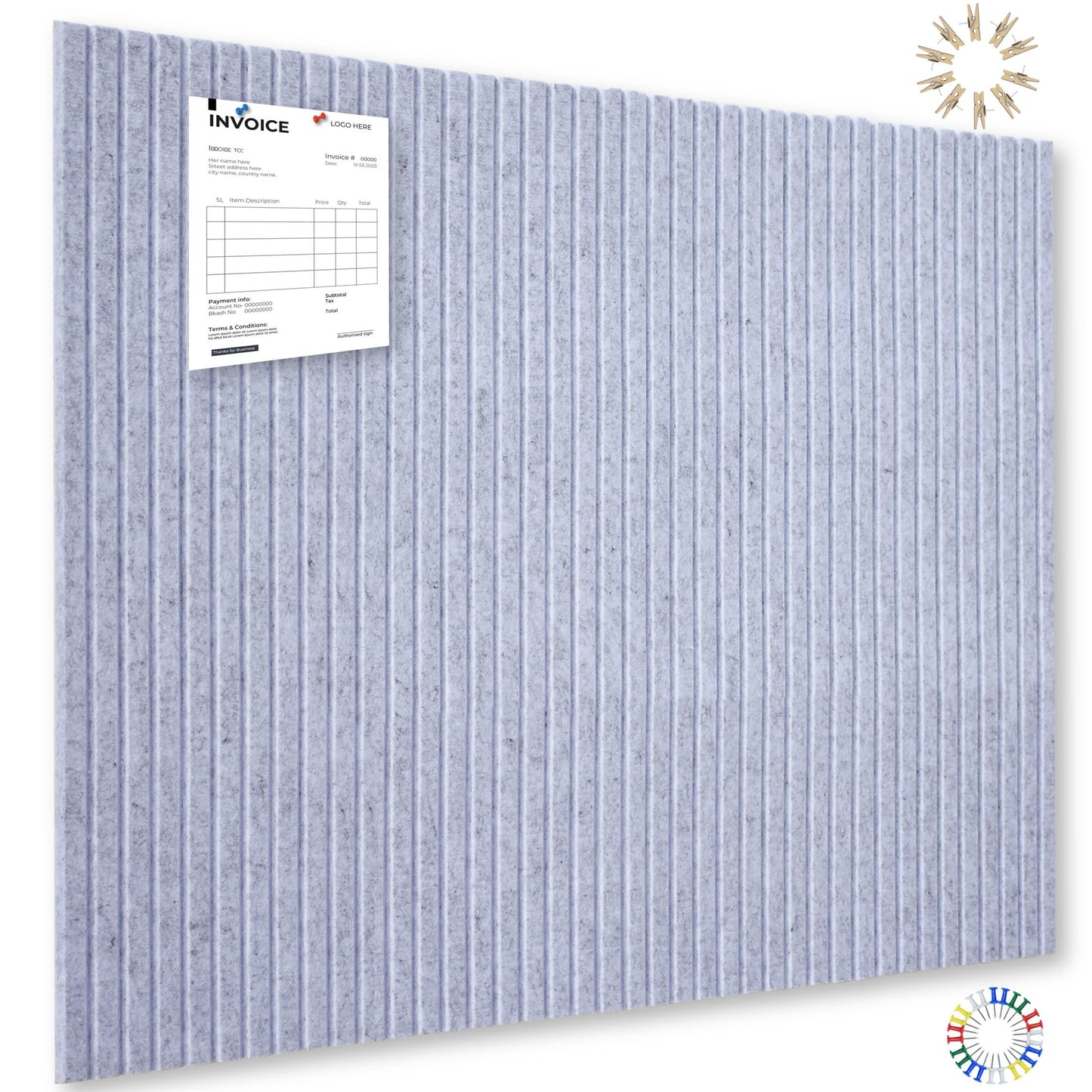 YOUDEFUL Large Cork Board Alternative-12 Pcs Self-Adhesive Felt Bulletin Board Tiles, Felt Pin Board Cork Board Tiles for Home Office Wall Decor, Tack Board 47"x35" (Light Grey