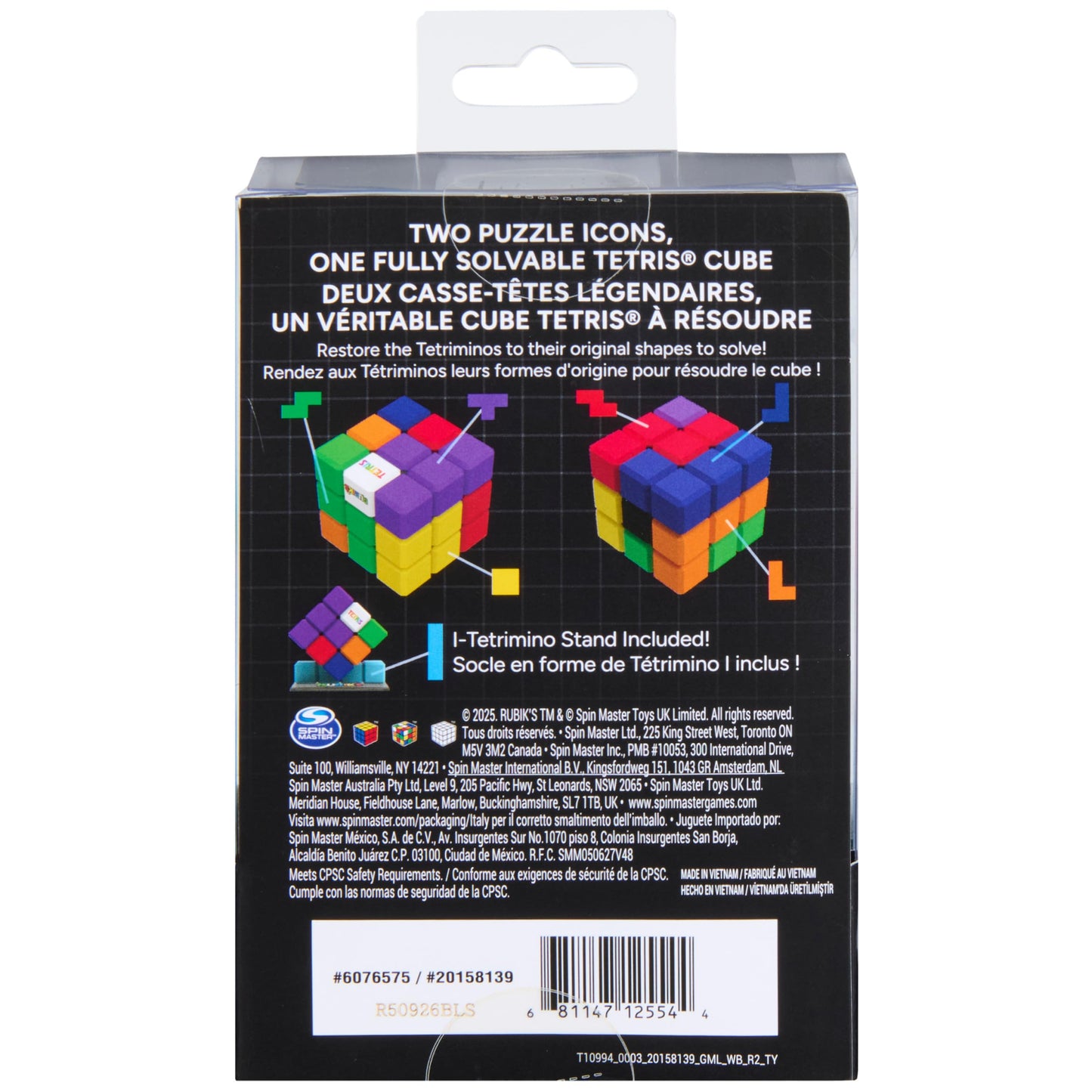 Rubik’s Cube, Tetris Cube, Solve for Classic Tetris Tetriminos, Brain Teaser Puzzle for Adults, Problem-Solving Brain Teaser, Color-Matching Puzzle, Fidget Toy, for Ages 8 & Up