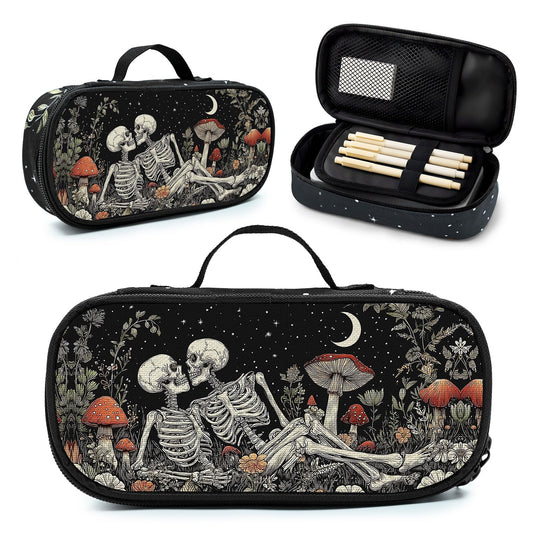 Betyiwling Skull Couple Pencil Case for Girls Boys Teen Large Capacity Portable Pencil Bag Pouch Box with Zipper School Supplies Stationery Storage Organizer for Back to School