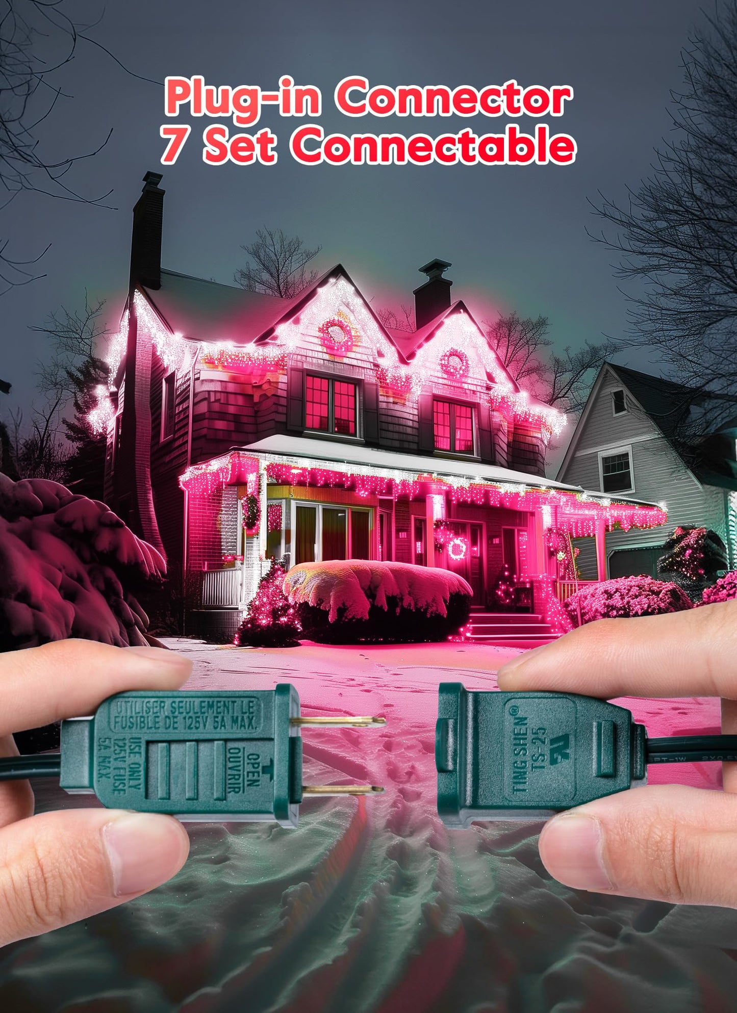 Minetom C9 Christmas String Lights, 100 LED, 100 FT, Waterproof, Pink and Pure White, Model GYPI-O100LAU