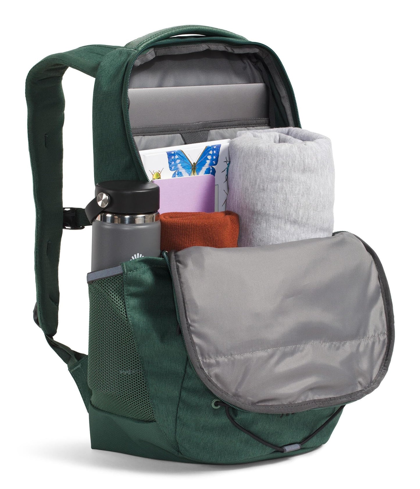 The North Face Jester Everyday Laptop Backpack - Commuter Daypack, Water Repellent, Laptop Sleeve, Duck Green Dark Heather/TNF Black, One Size