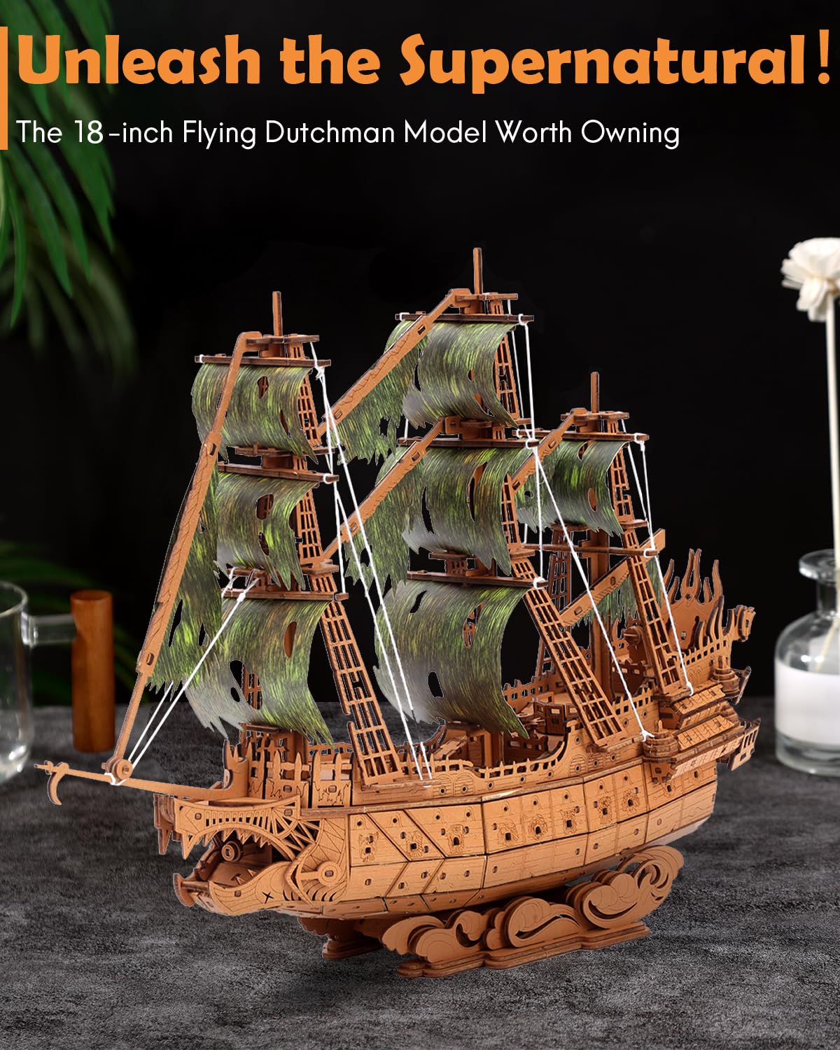 3D Wooden Flying Dutchman Pirate Ship Puzzle Kits for Adults to Build - Ideal Model for Puzzle Building Enthusiasts
