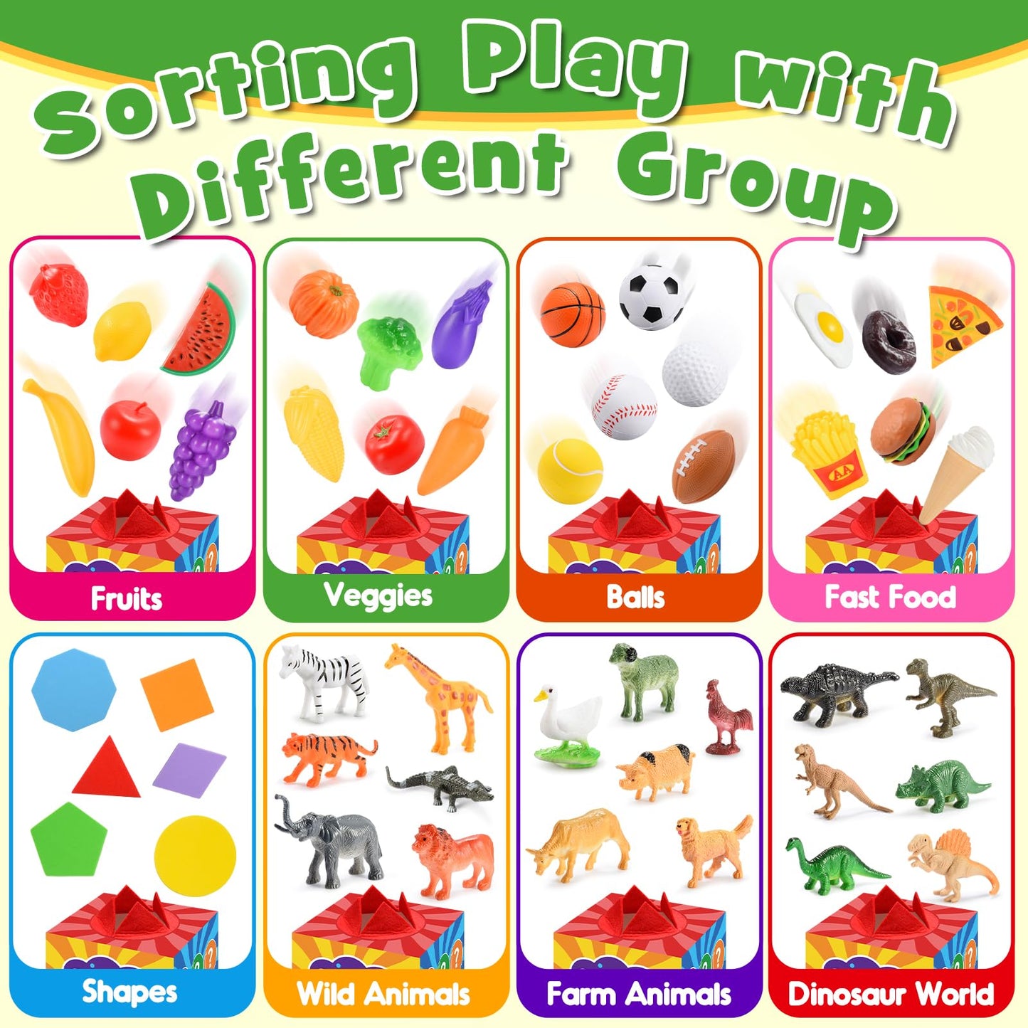 Montessori Sensory Toys for 2-6 Year Olds | 58-Piece Learning & Sorting Games with Mystery Box | Preschool Activities & Speech Therapy Gifts | Easter Basket Stuffers, Birthday Gifts for Boys & Girls