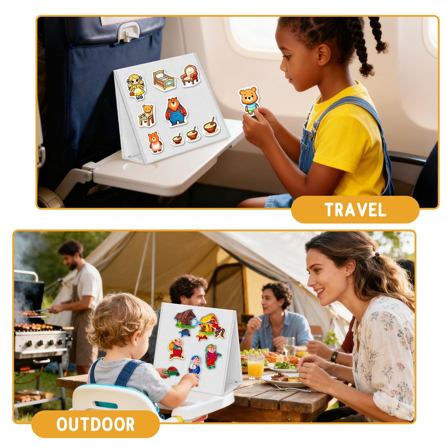 AKAYOK Foldable Felt Board - Double-Sided Flannel Story Board for Preschool Learning, Interactive Storytelling & Play | 13" x 12" Portable Felt Play Board for Home & Classroom Use（White）