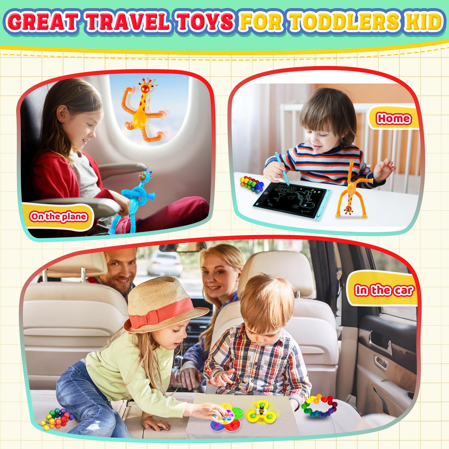 Sensory Travel Toys for Toddlers Kids Autism 6PC Airplane Car Travel Activities Toy Road Trip Essential Autistic ADHD Fidget Classroom Must Have Easter Basket Stuffers for Kid 3 4 5 6 7 8