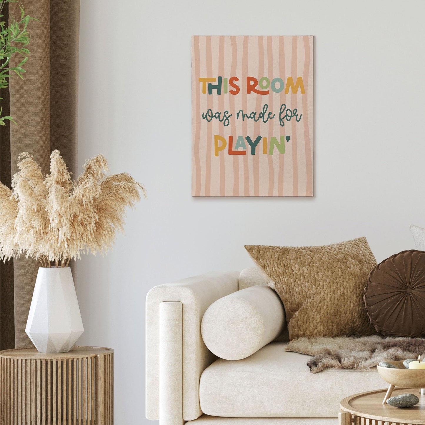 XINCEYWJ Boho Kids Playroom Wall Decor, This Room Was Made For Playin Canvas Art Prints Framed, Welcome Sign, Trendy Nursery Wall Art for Kids Girly Boys Toddler Room Dorm Bedroom, 11x14 In